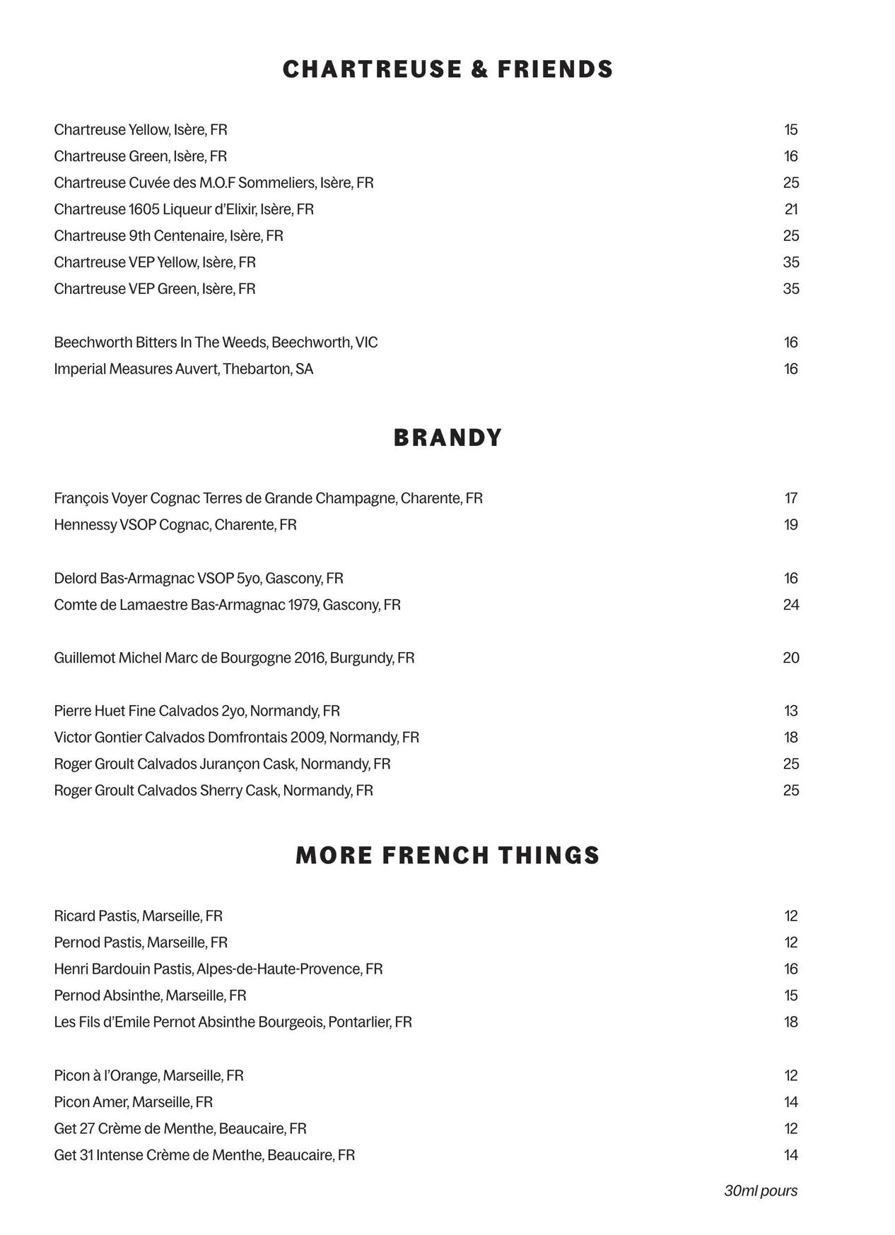 Bistro Grenier menu, page 30