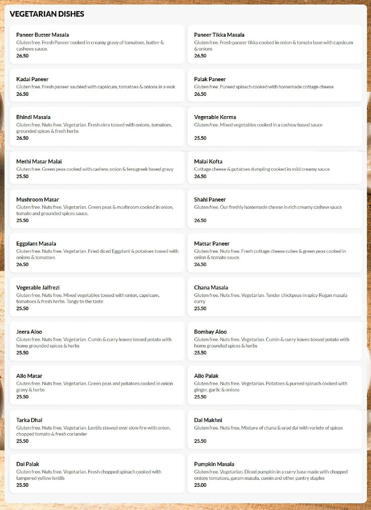 Spicy India menu, page 5