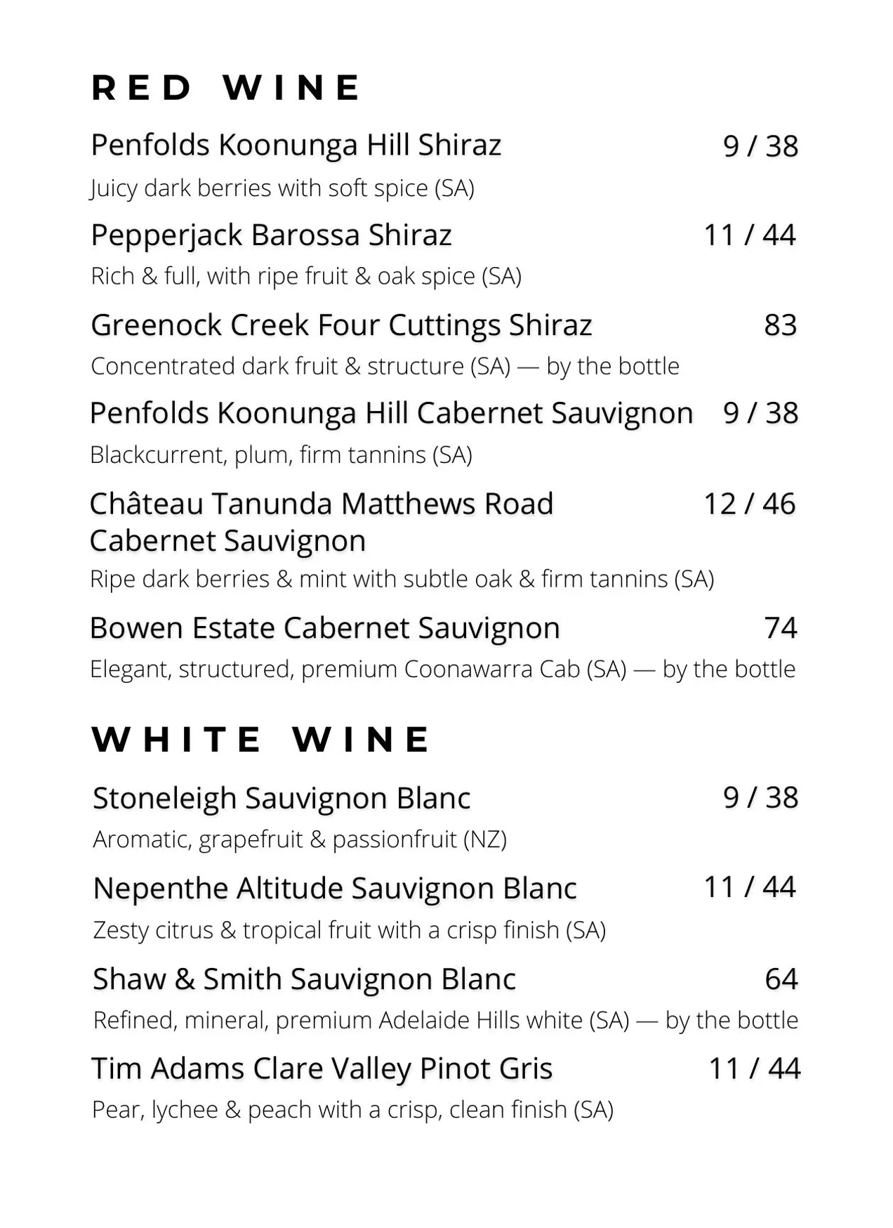 Cuvai menu, page 9