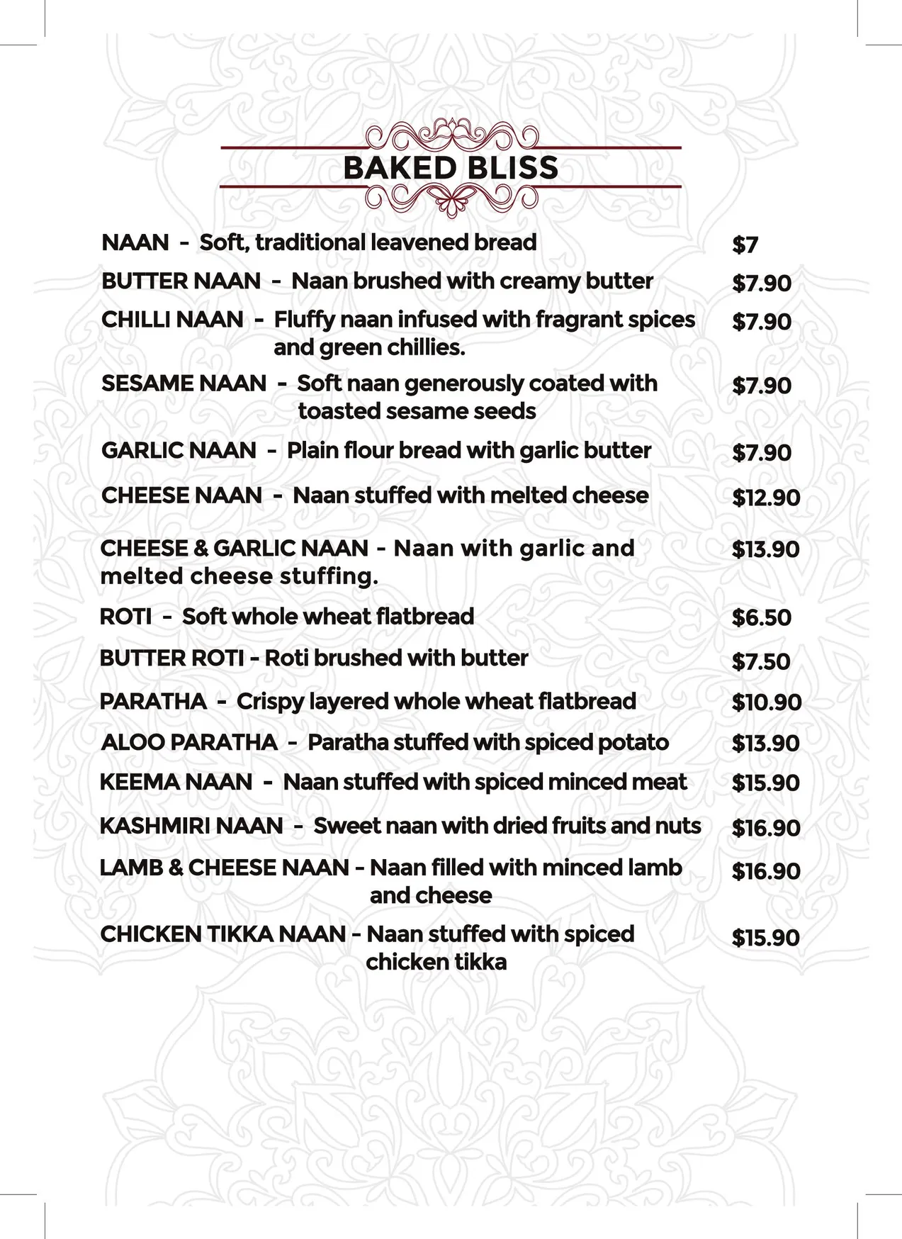 Amrapali Indian Cusine menu, page 11