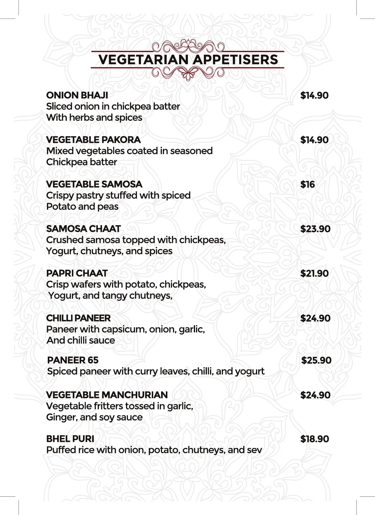 Amrapali Indian Cusine menu, page 3