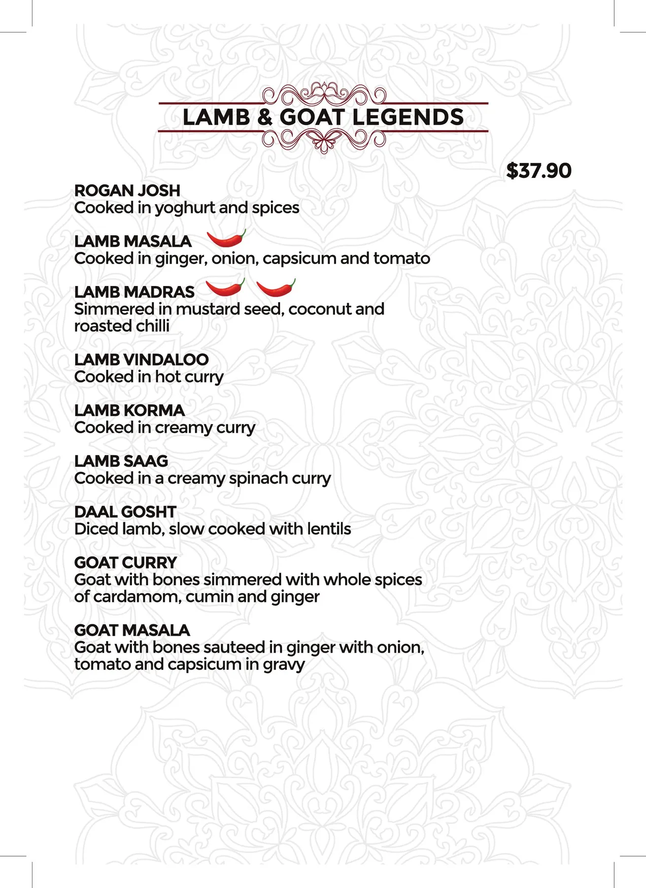 Amrapali Indian Cusine menu, page 9