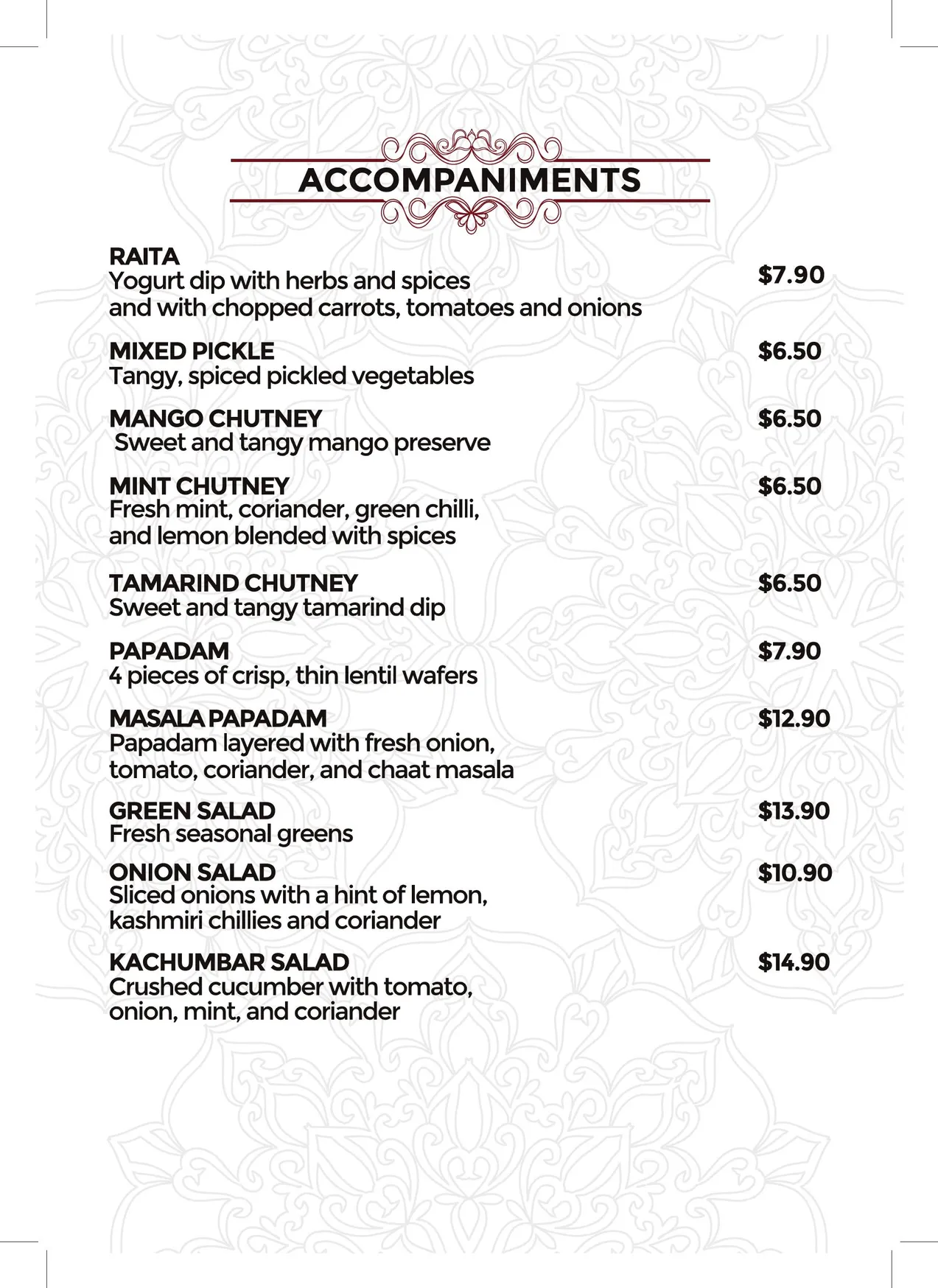 Amrapali Indian Cusine menu, page 15