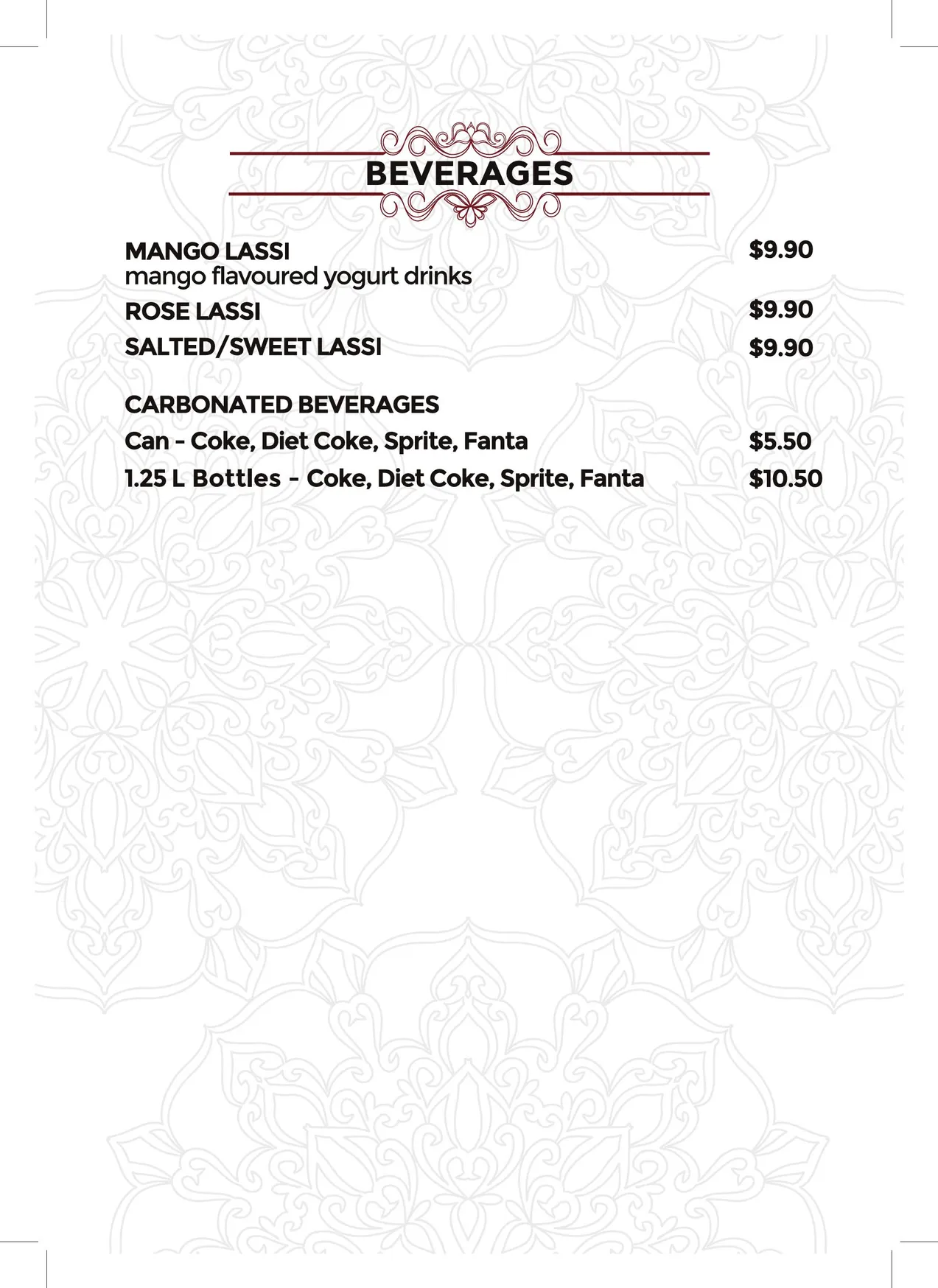 Amrapali Indian Cusine menu, page 16