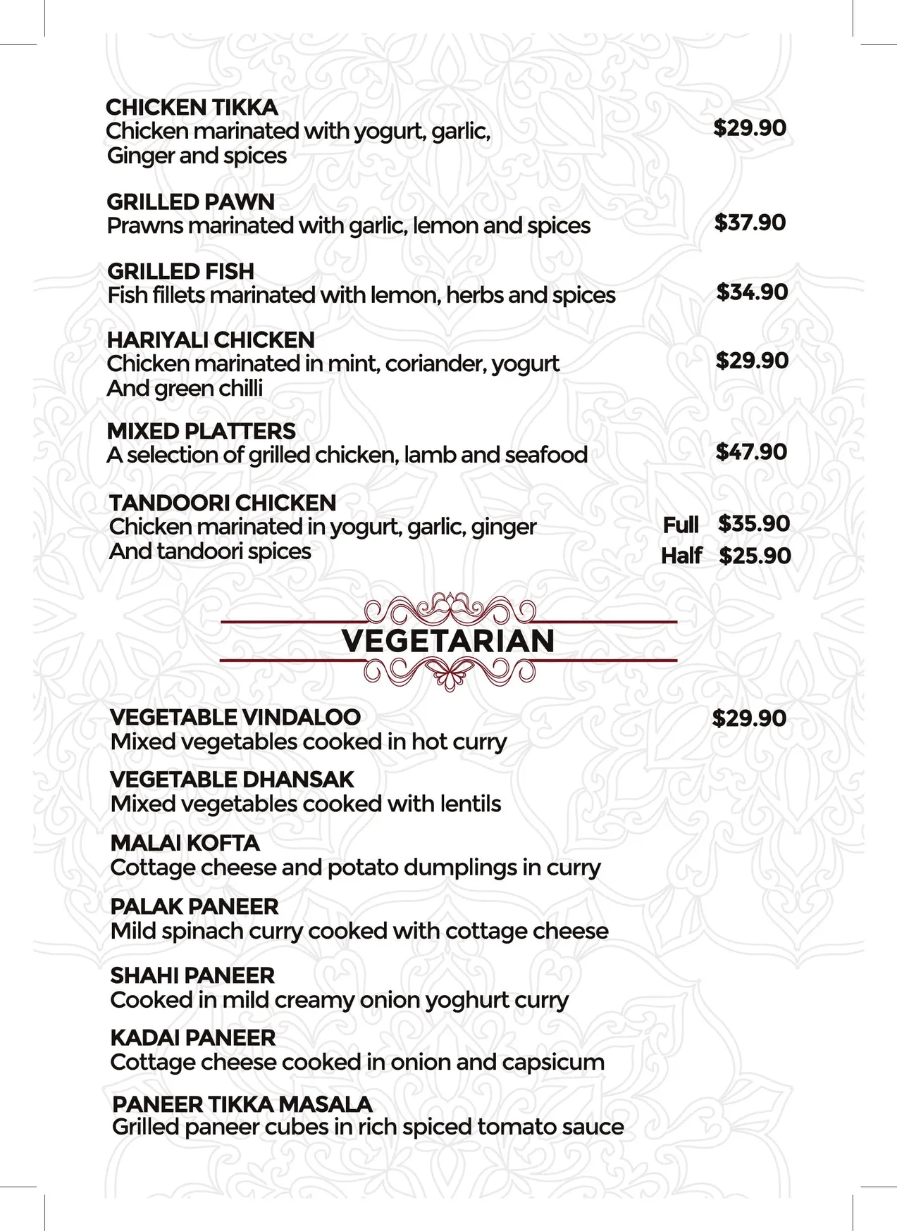 Amrapali Indian Cusine menu, page 6