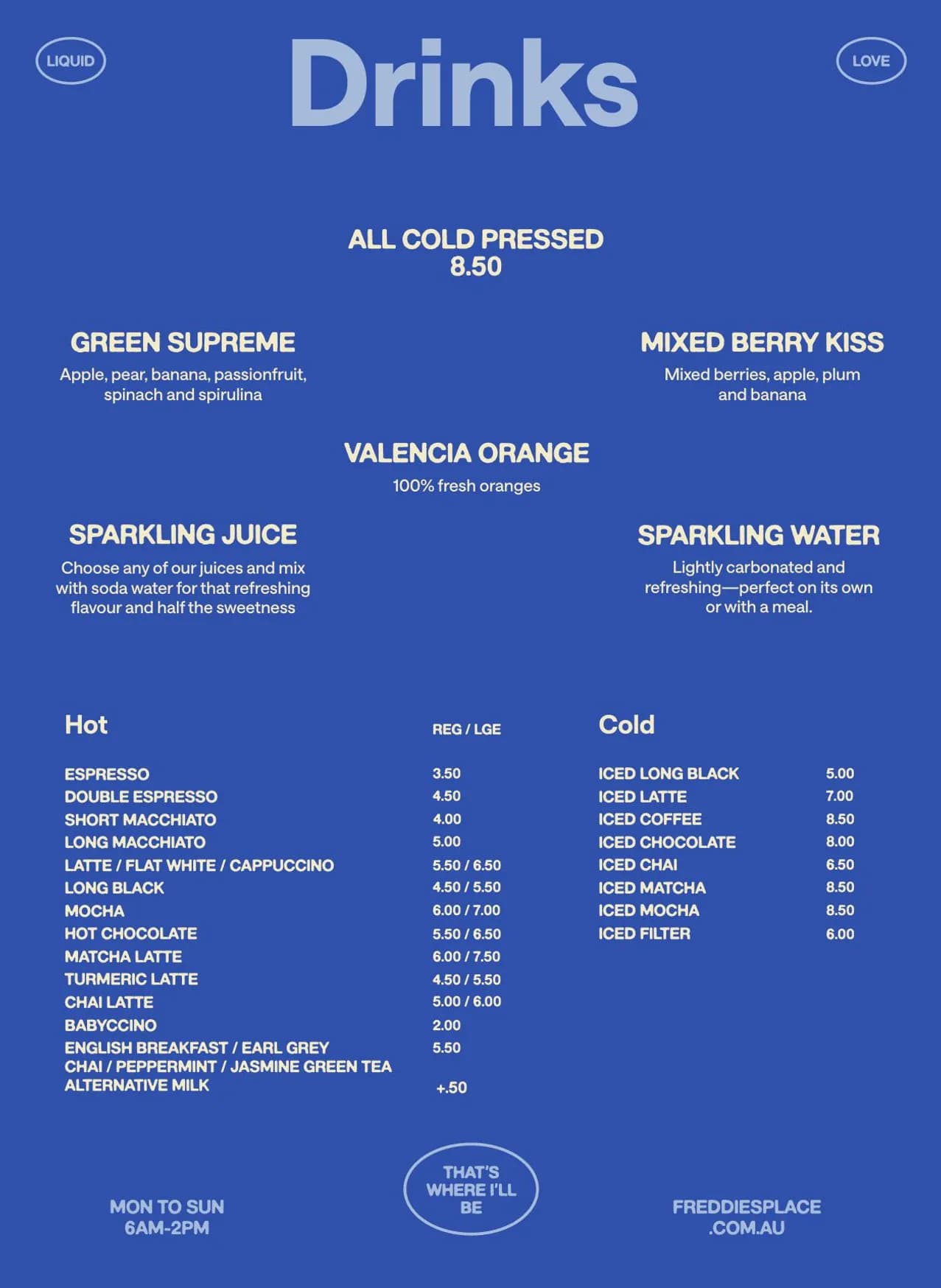Freddie’s Newstead menu, page 4