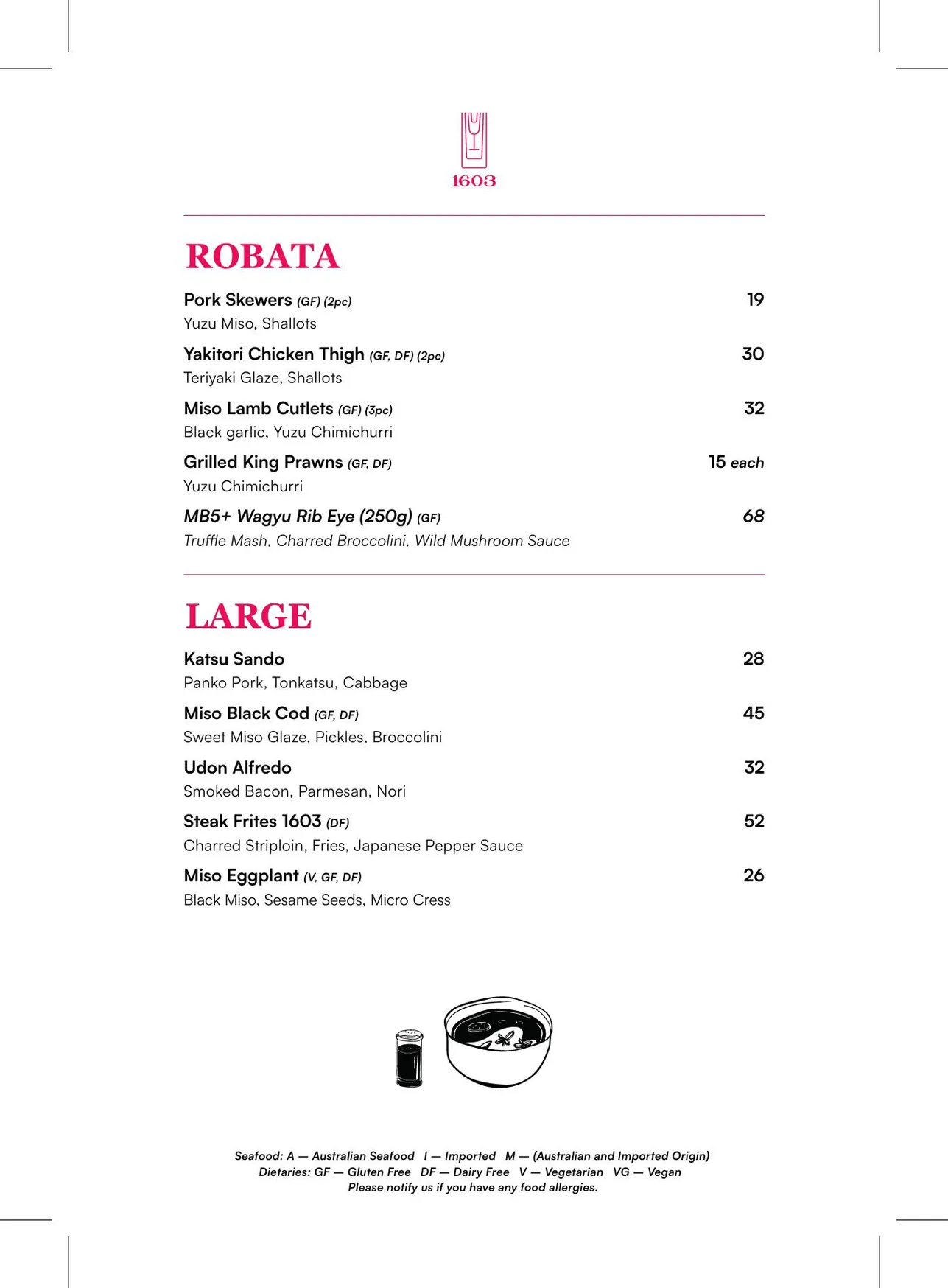 Bar 1603 menu, page 4