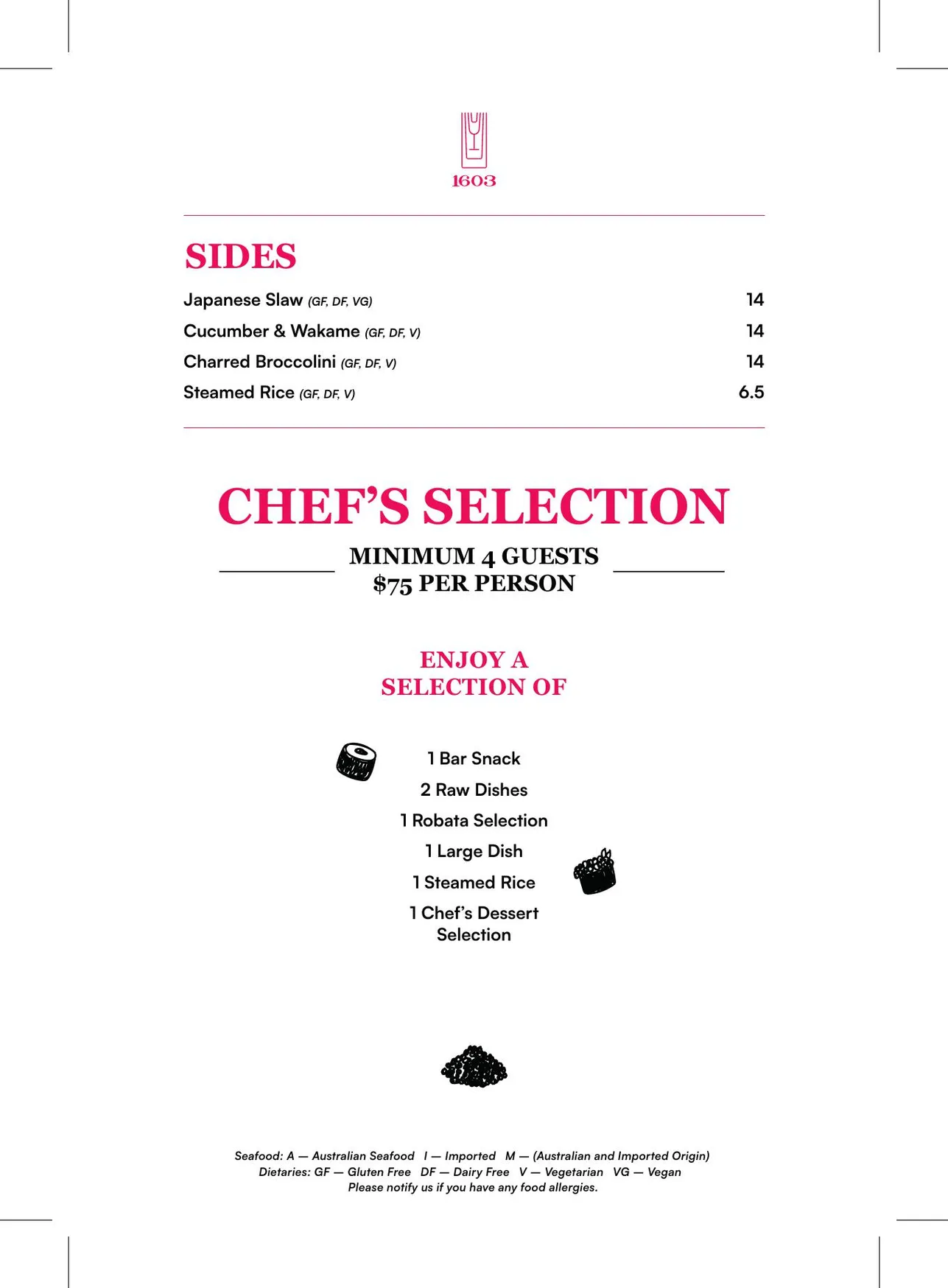 Bar 1603 menu, page 5