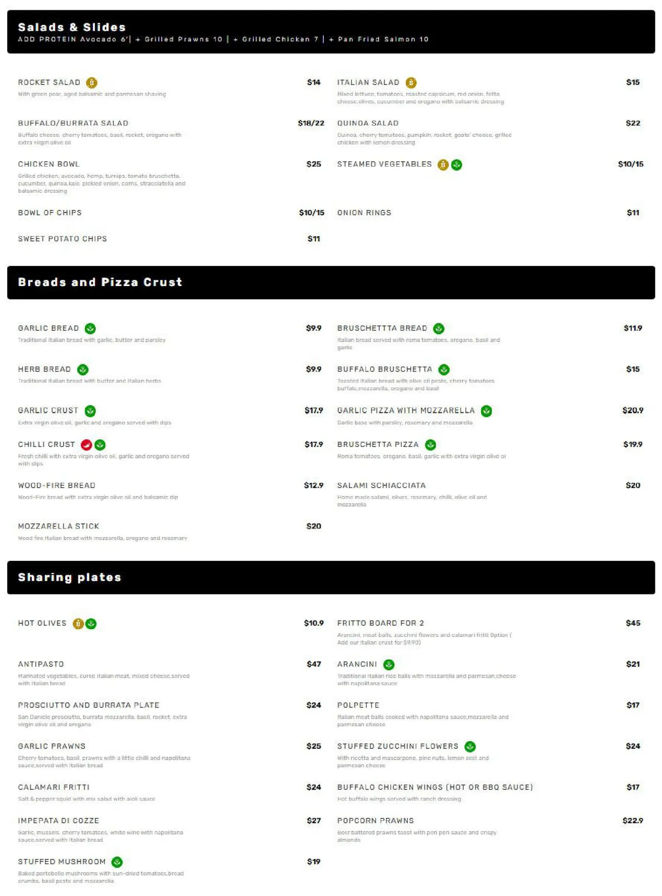 Farina Pizzeria menu, page 3