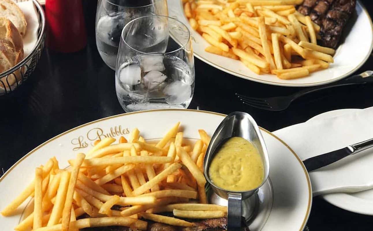 Enjoy French, Steakhouse, Gluten Free options, Dairy free options, Bars & pubs, Restaurant, Late night, Table service, $$$, Bar scene, Special occasion, Families and Date night cuisine at Les Bubbles in Fortitude Valley, Brisbane