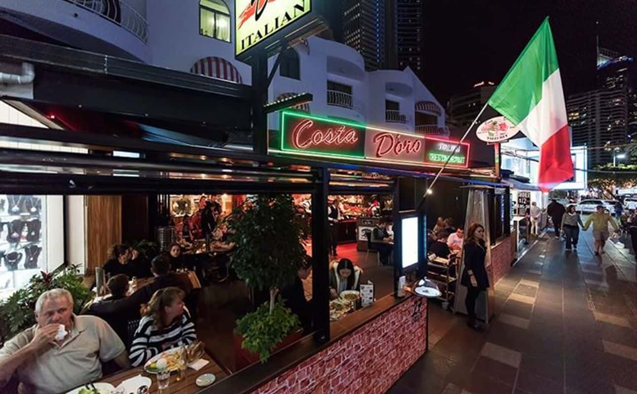Enjoy Italian, Pizza and Seafood cuisine at Costa D'oro in Surfers Paradise, Gold Coast