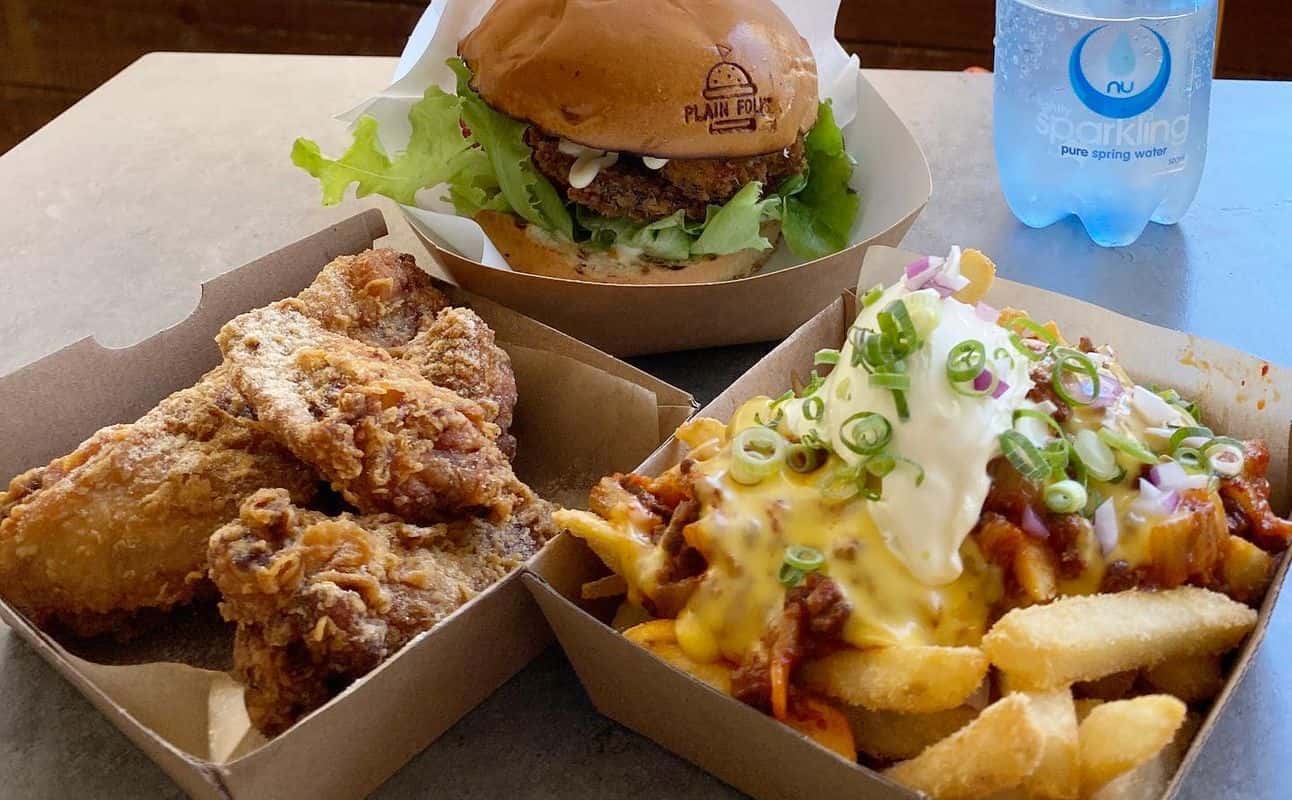 Enjoy Burgers, Vegetarian options, Restaurant, Indoor & outdoor seating, Table service, $$, Families and Groups cuisine at Plain Folks in Sydney Olympic Park, Sydney
