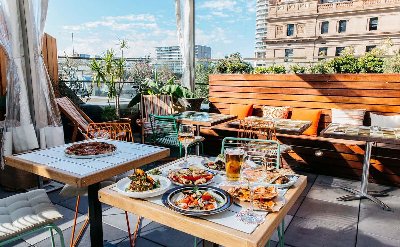 Enjoy Italian, Pizza and Wine Bar cuisine at Bar Ombré Rooftop in Circular Quay, Sydney