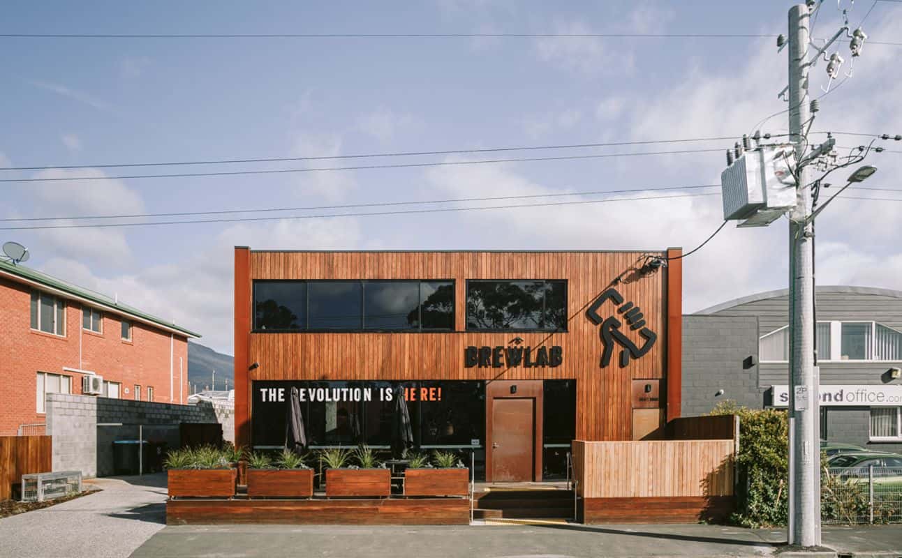 Enjoy Australian, Dairy free options, Gluten Free options, Vegan options, Vegetarian options, Cafe, Indoor & outdoor seating, Private dining, Street parking, $$, Groups, Families, Live music and Craft beer cuisine at Brewlab Australia in Derwent Park, Hobart