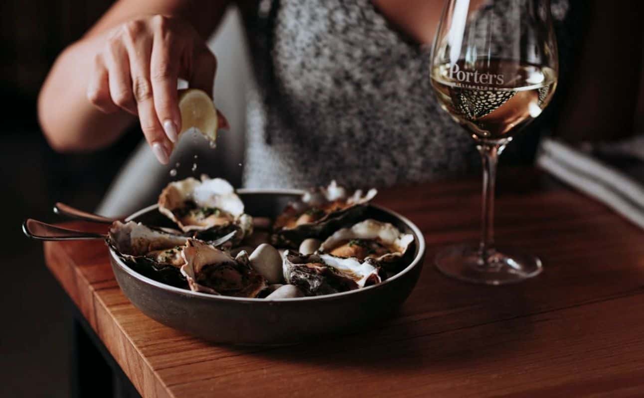 Enjoy Australian, Restaurant, Wine bar, Free wifi, Table service, $$, Families, Groups and Special occasion cuisine at The Lounge Wine Bar at Porters in Williamstown, Melbourne