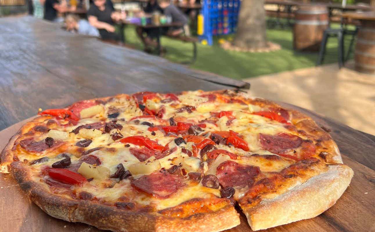 Enjoy Pizza, Australian, Gluten Free Options, Vegan Options, Vegetarian options, Hotel Restaurant, Free Wifi, Free onsite parking, $$, Groups, Families and Live music cuisine at The Rec Hotel Boulder in Boulder, Perth