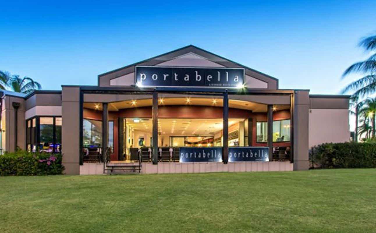 Enjoy Australian, European, Vegetarian options, Vegan Options, Gluten Free Options, Restaurant, Late night, Indoor & Outdoor Seating, Highchairs available, Table service, $$$$, Date night, Families, Groups, Bar Scene, Business Meetings, Hidden Gems, Kids, Local Cuisine and Special Occasion cuisine at Portabella Restaurant in Albany Creek, Brisbane