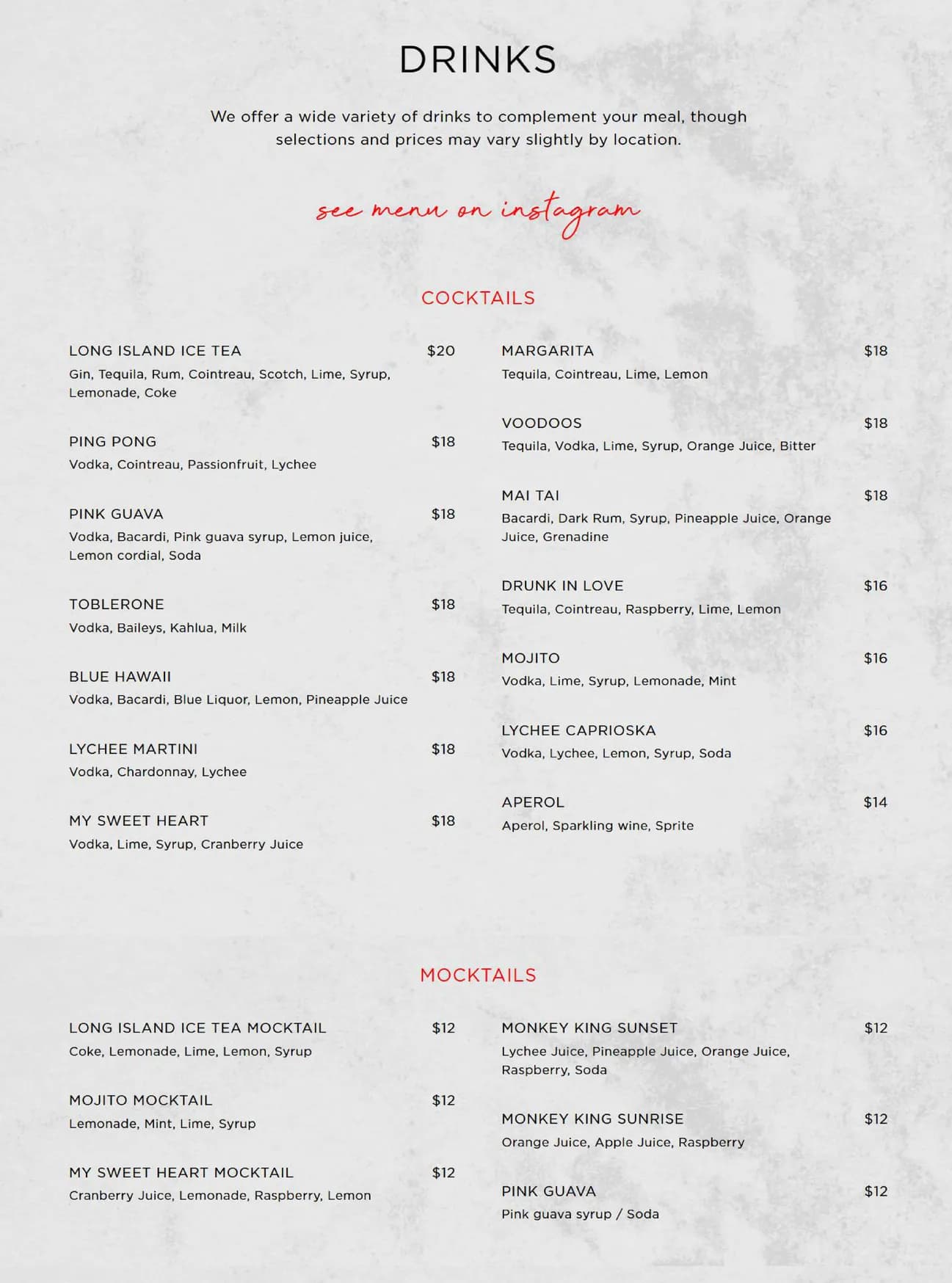 Monkey King Thai menu, page 4