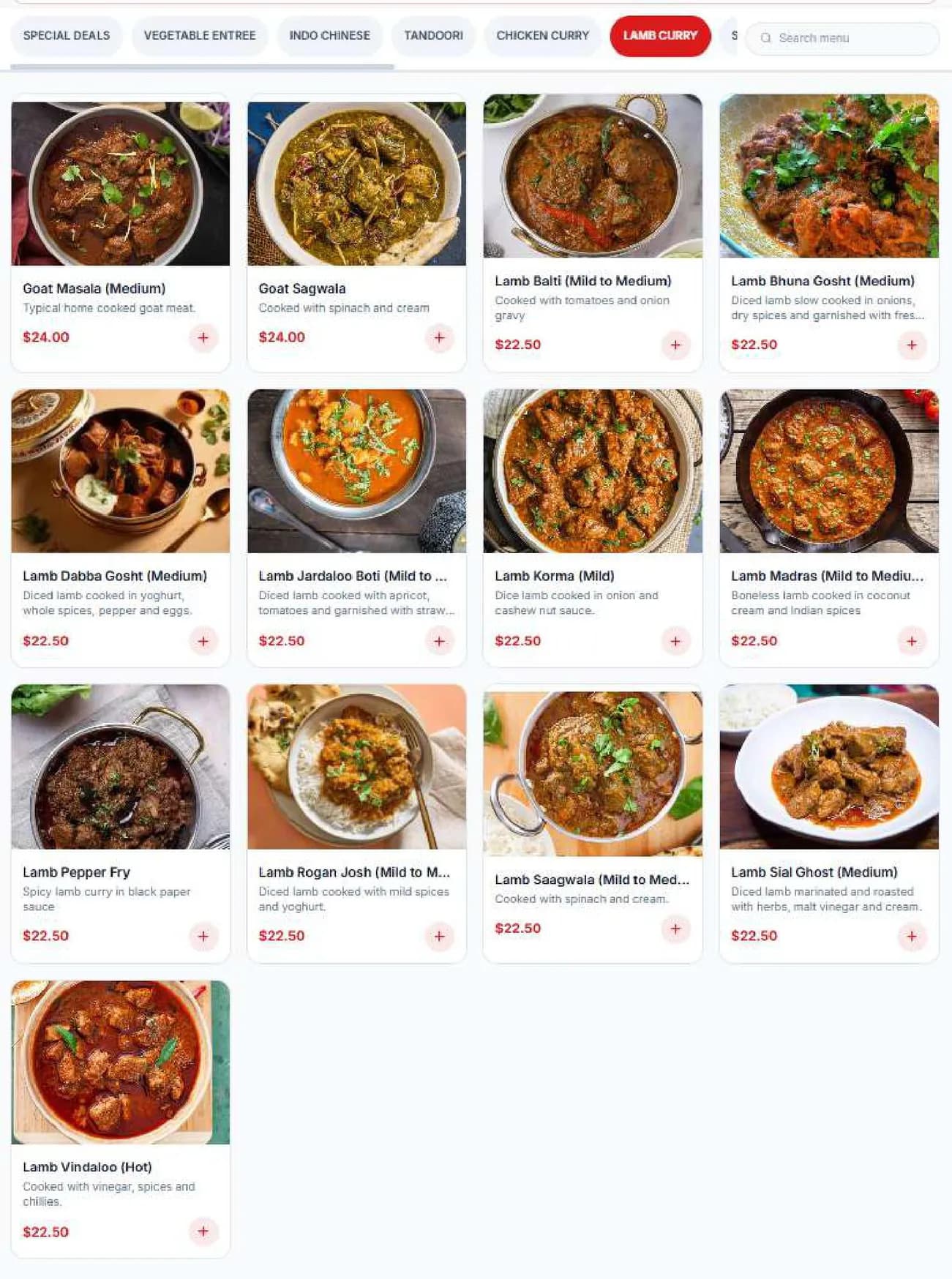 JK Tandoori and Curry House menu, page 6