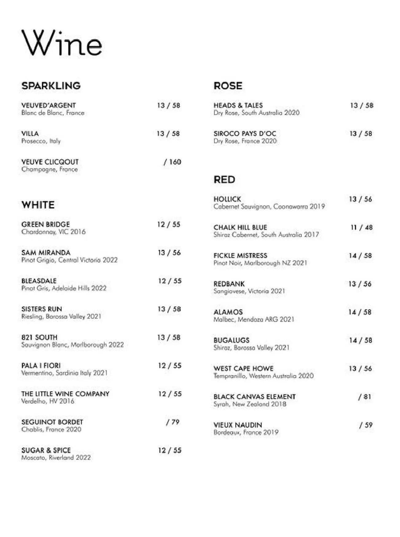 The Captain's Balcony menu, page 4