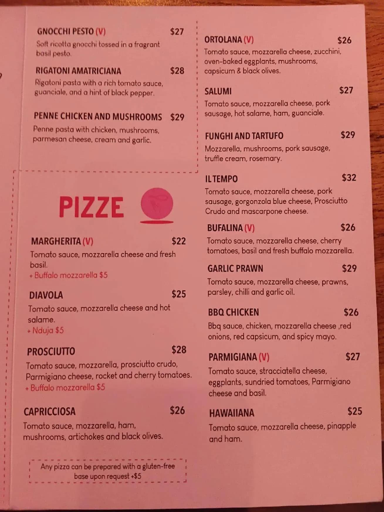 Il Tempo menu, page 3
