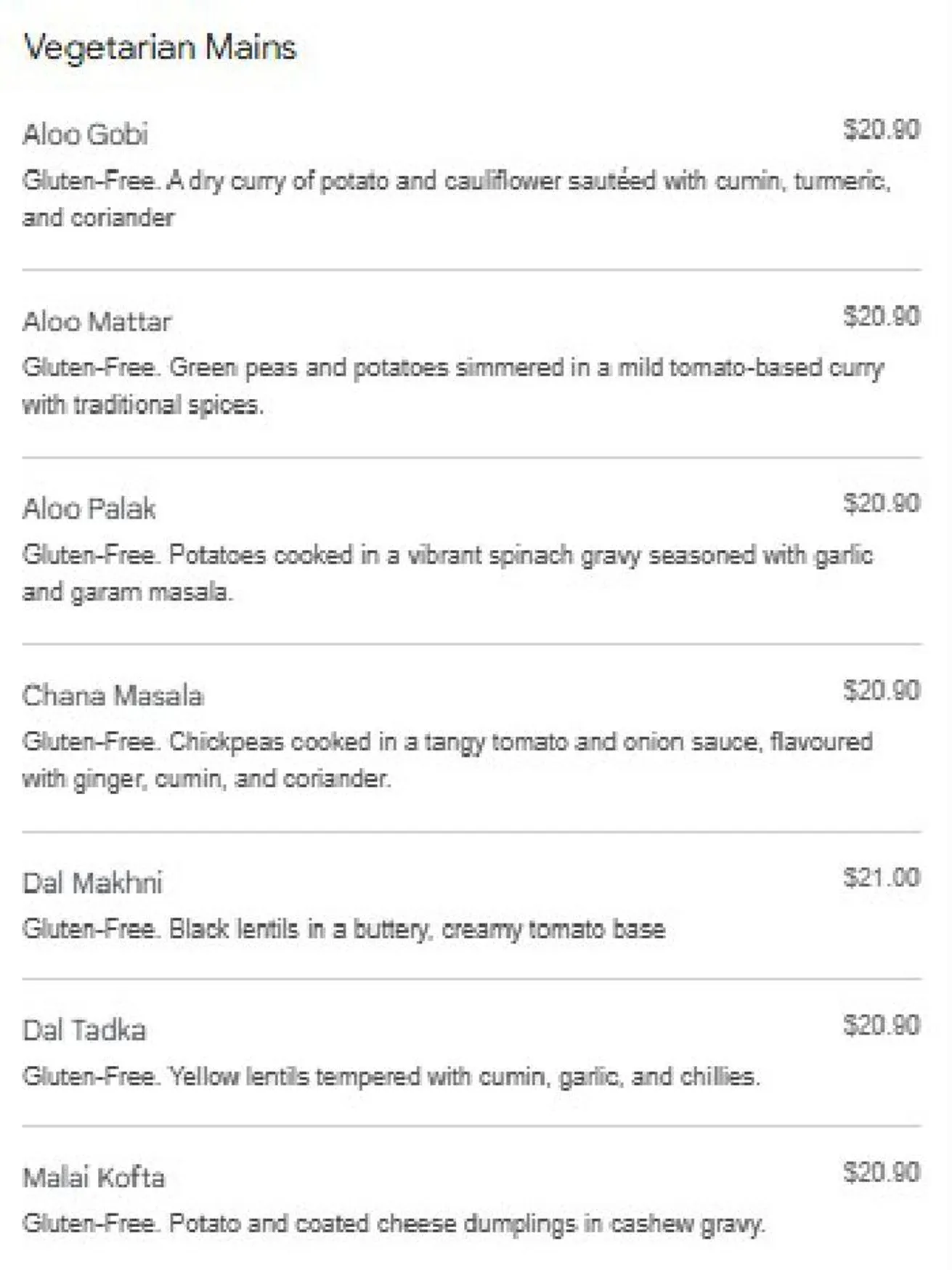 Swaad e India menu, page 8