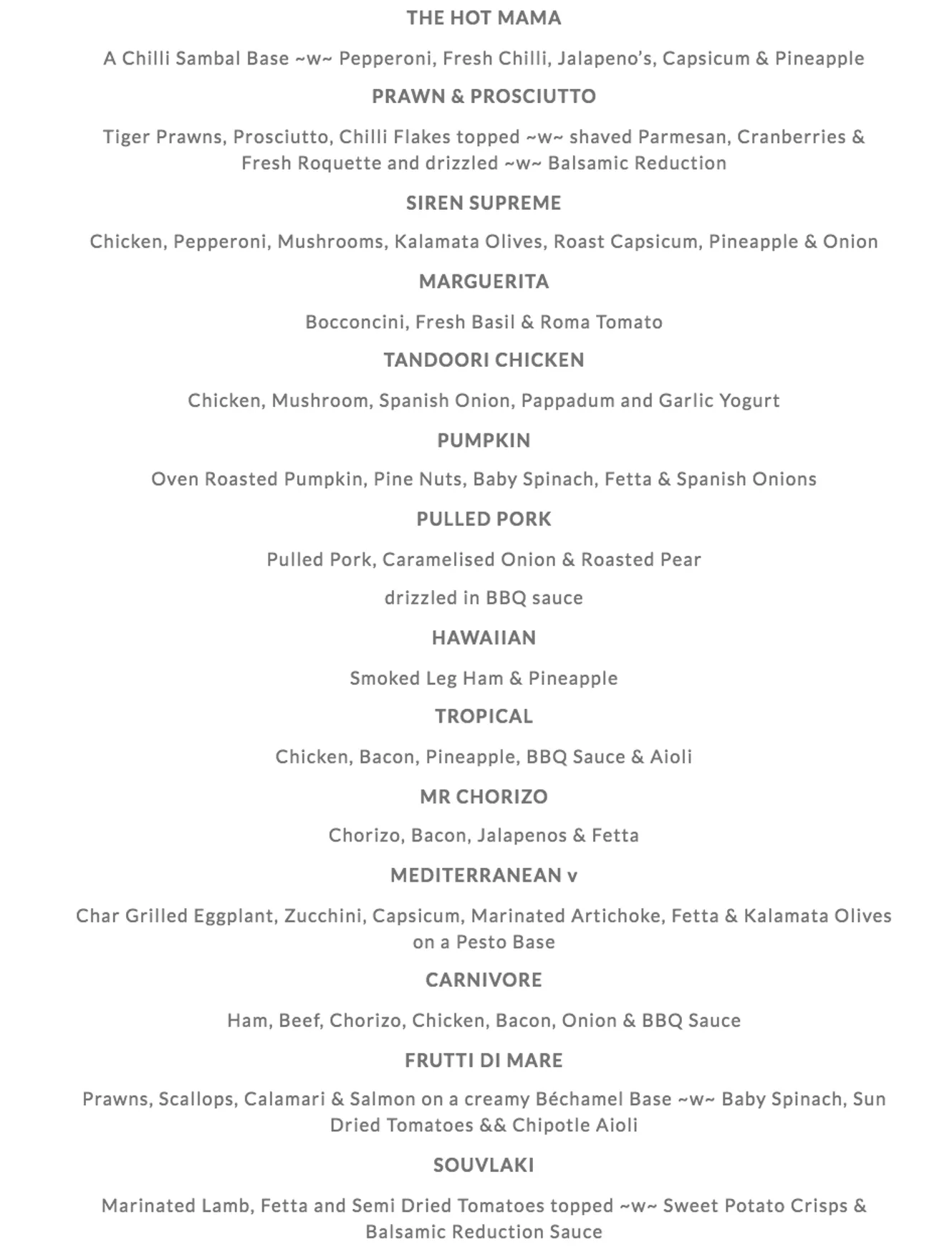 Siren Bar & Restaurant menu, page 5