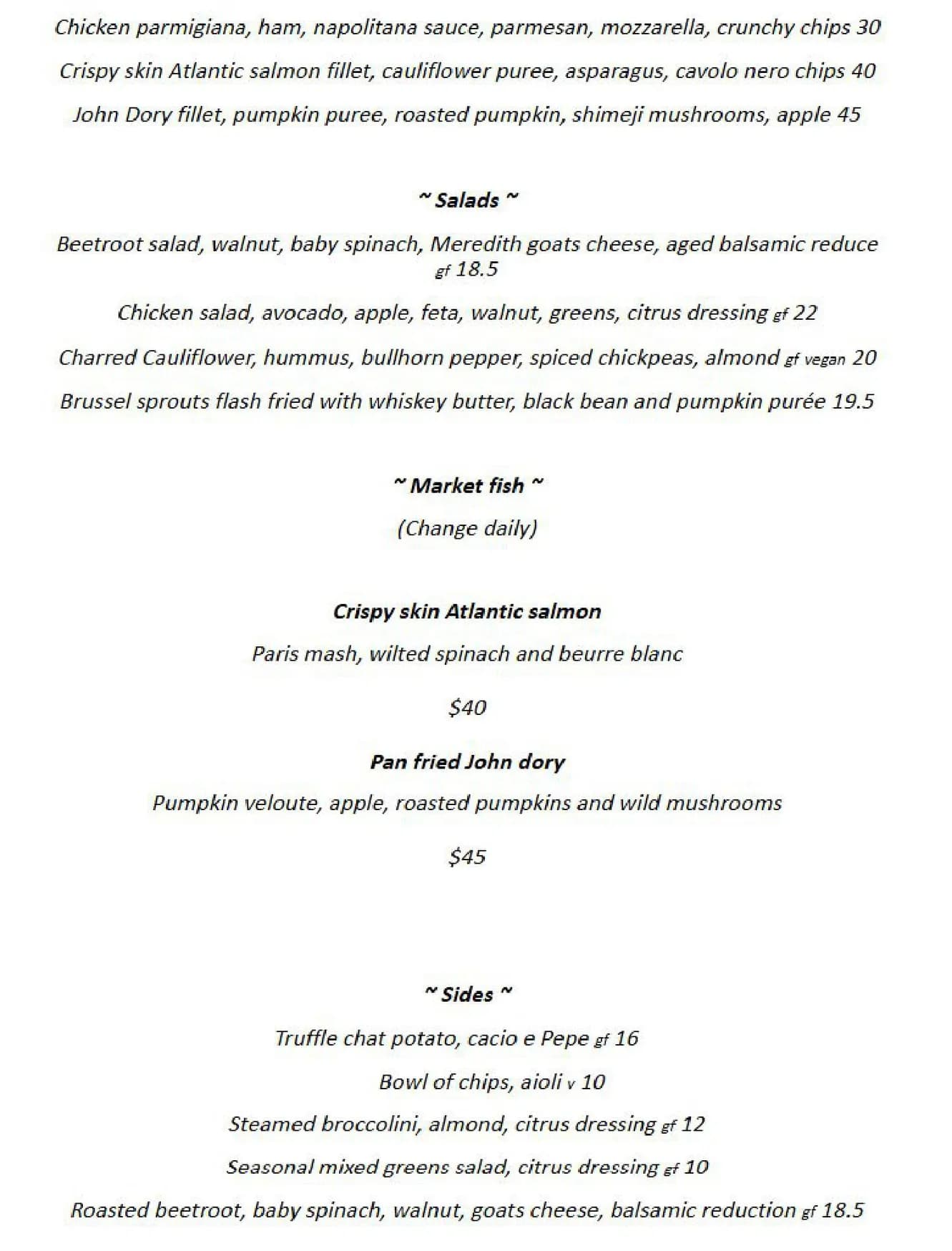 Morgans Kirribilli menu, page 5