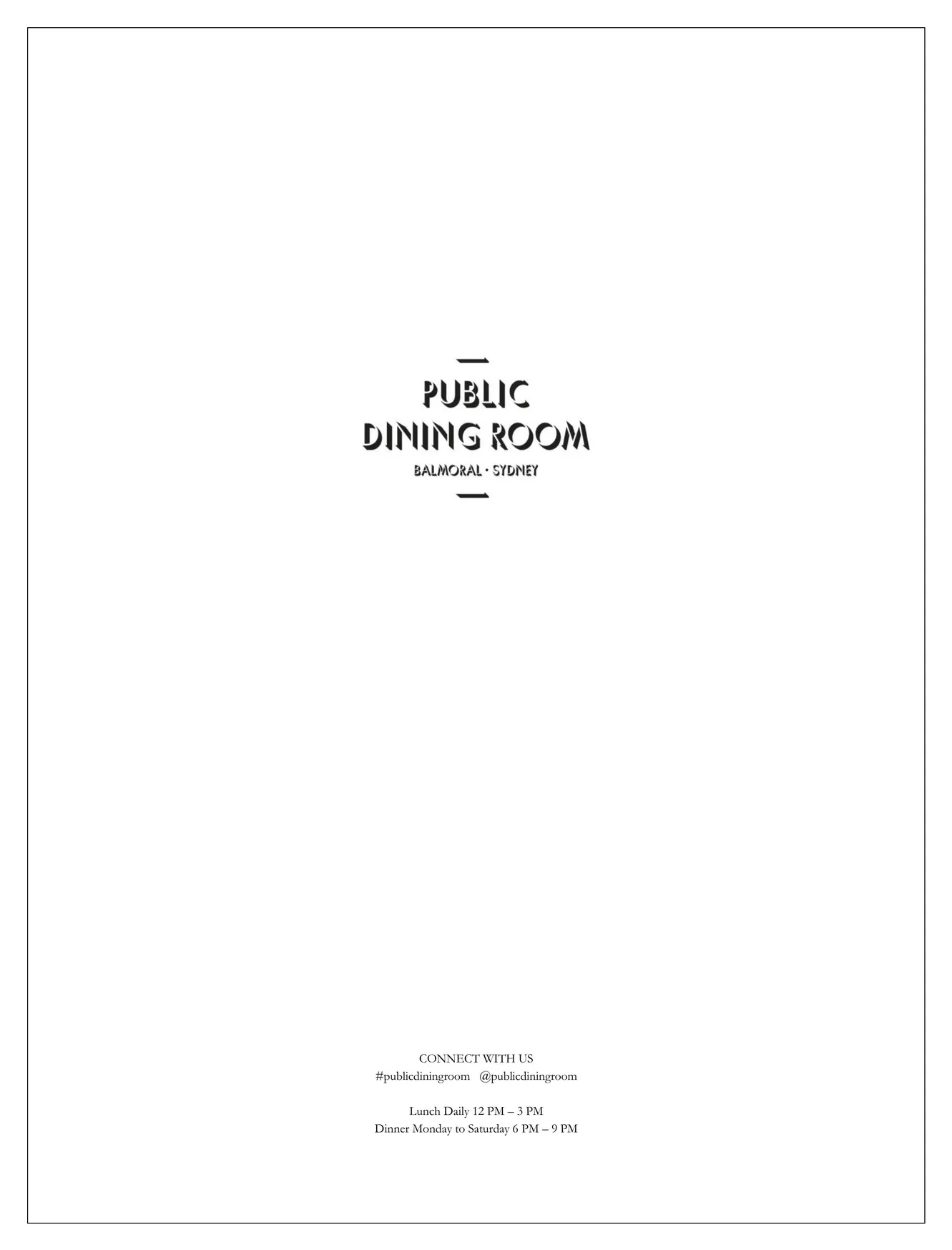 Public Dining Room menu, page 2