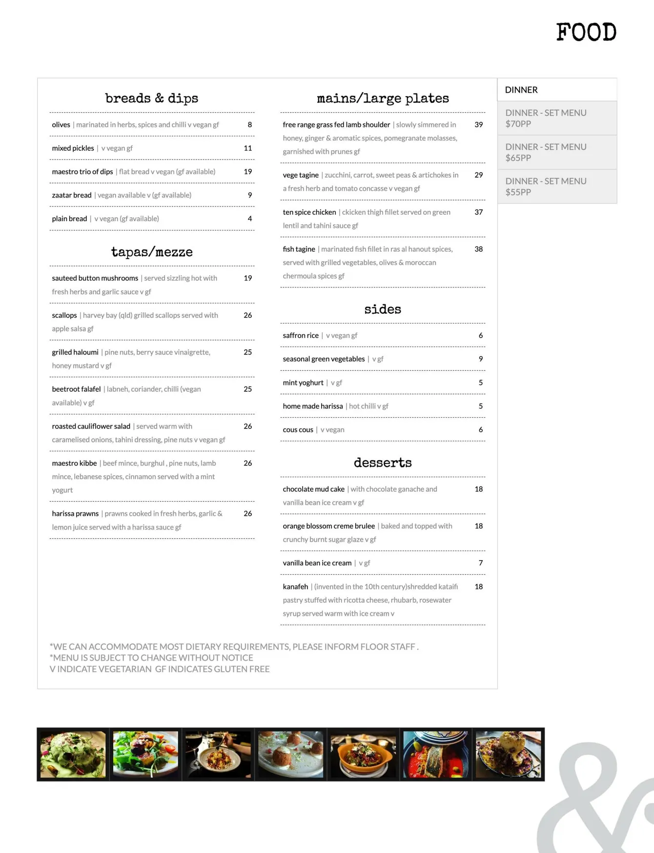 Maestro & Co menu, page 1
