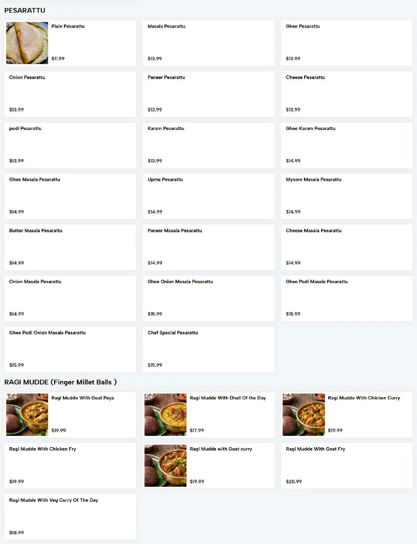 Sri Dwaraka menu, page 6