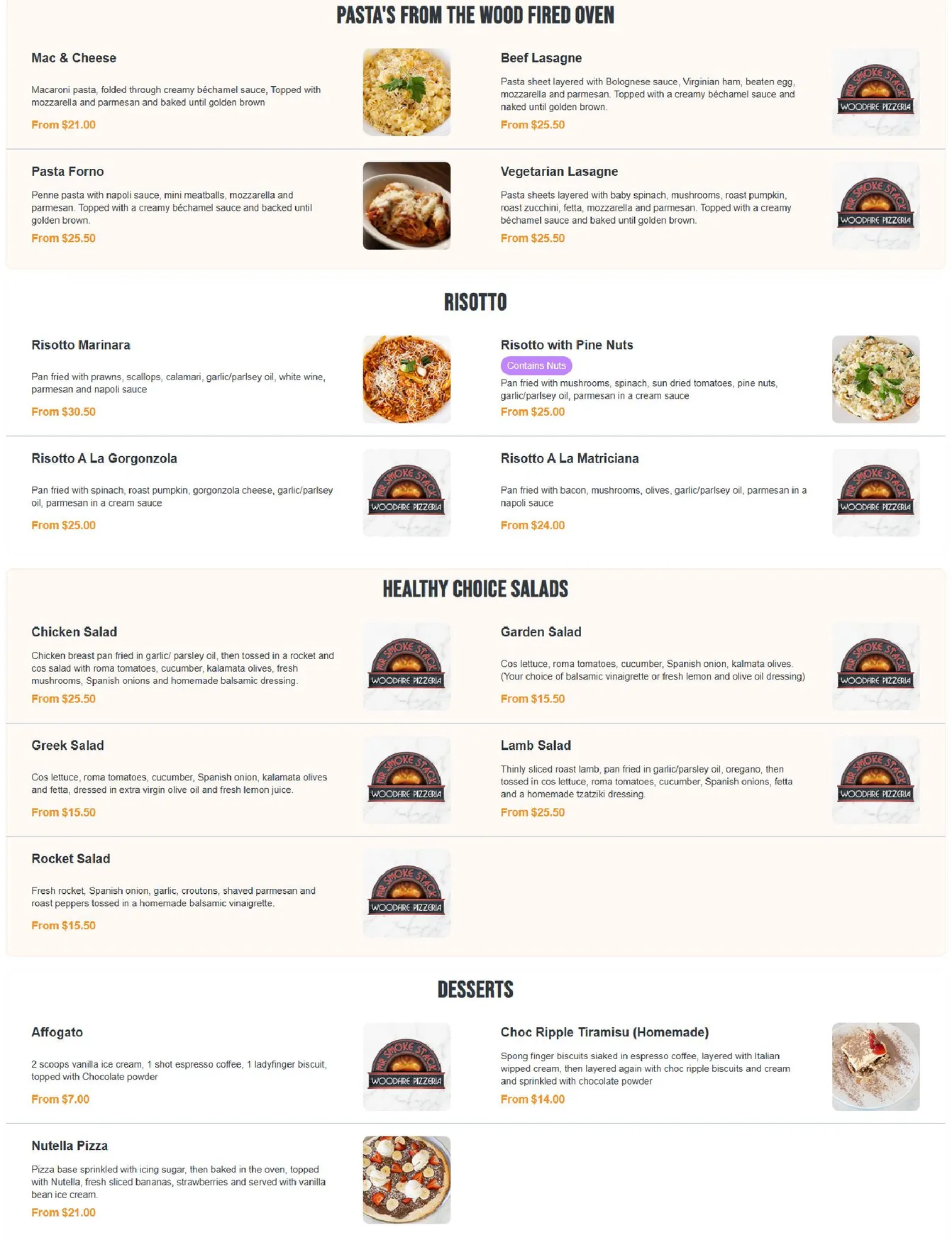 Mr Smoke Stack menu, page 3