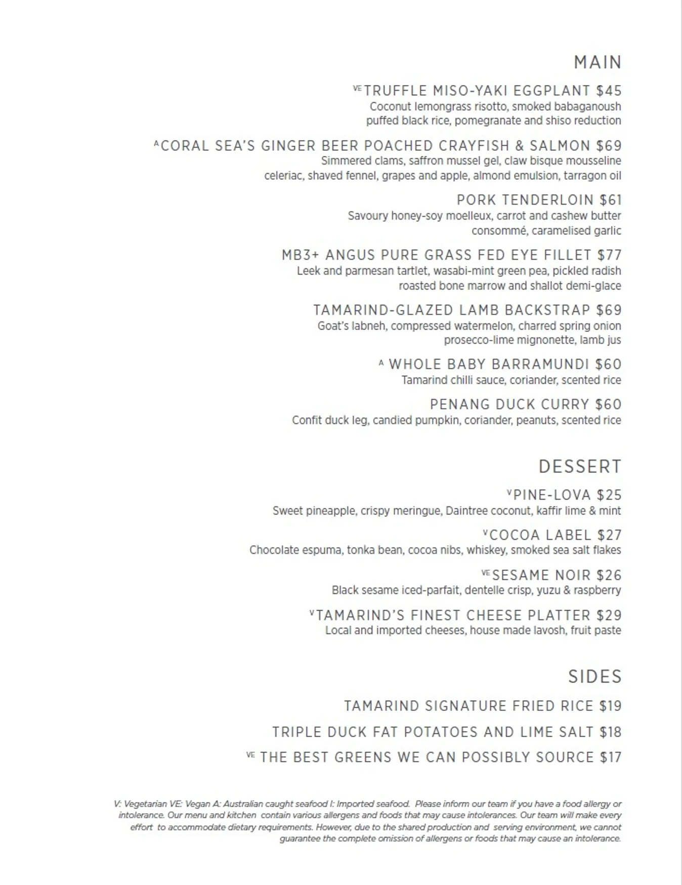 Tamarind Restaurant menu, page 3