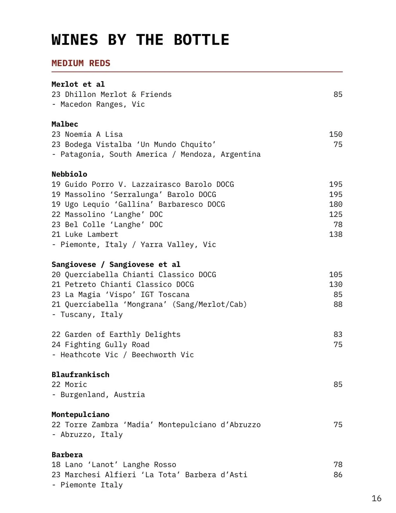1915 menu, page 20