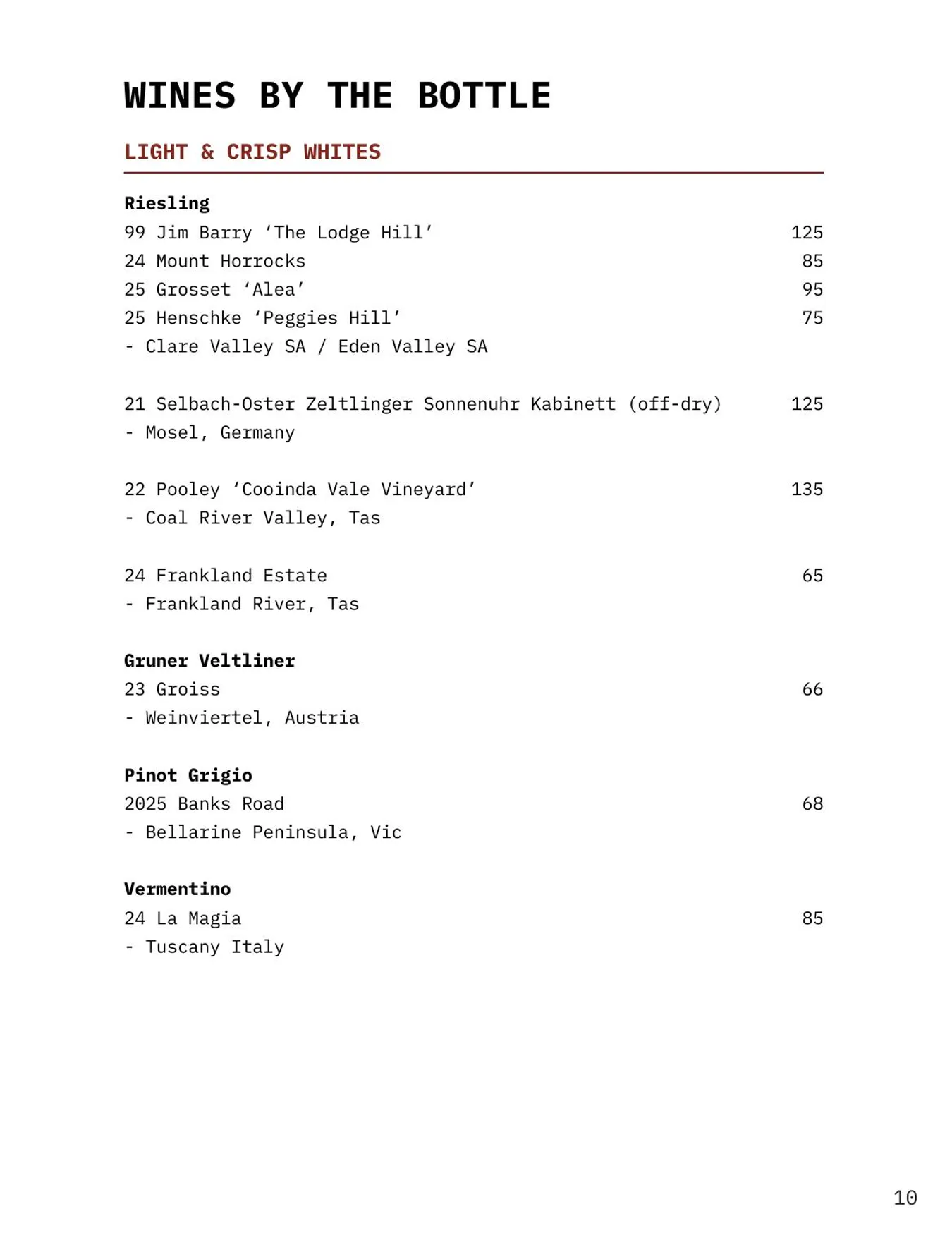 1915 menu, page 14