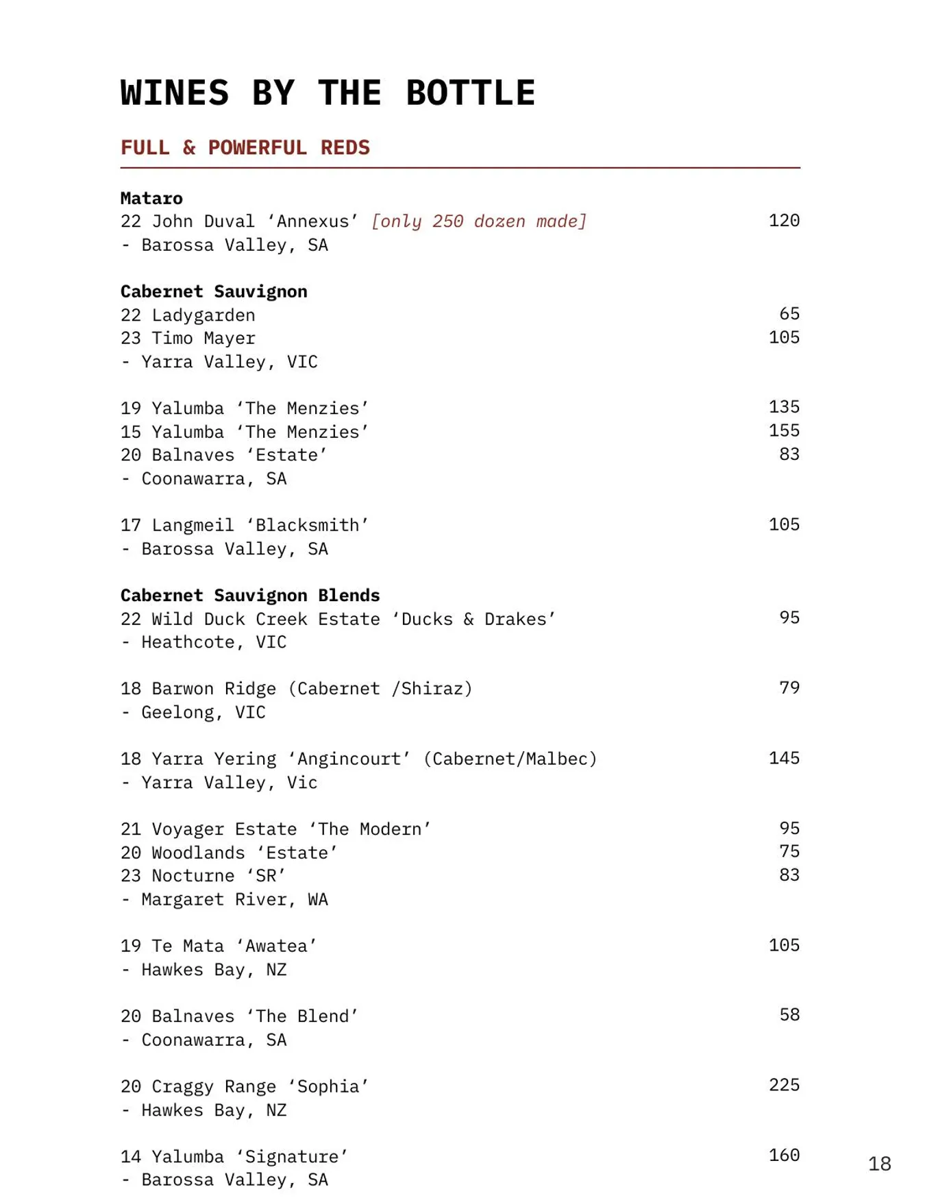 1915 menu, page 22
