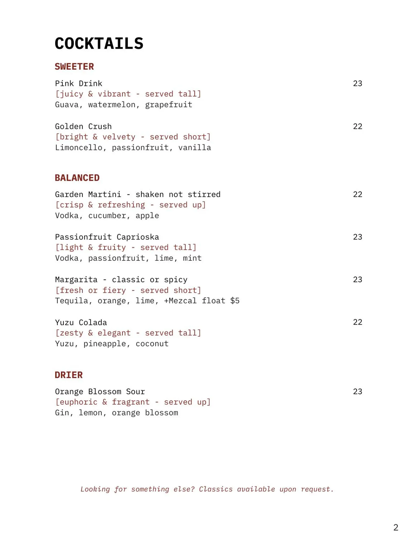 1915 menu, page 6