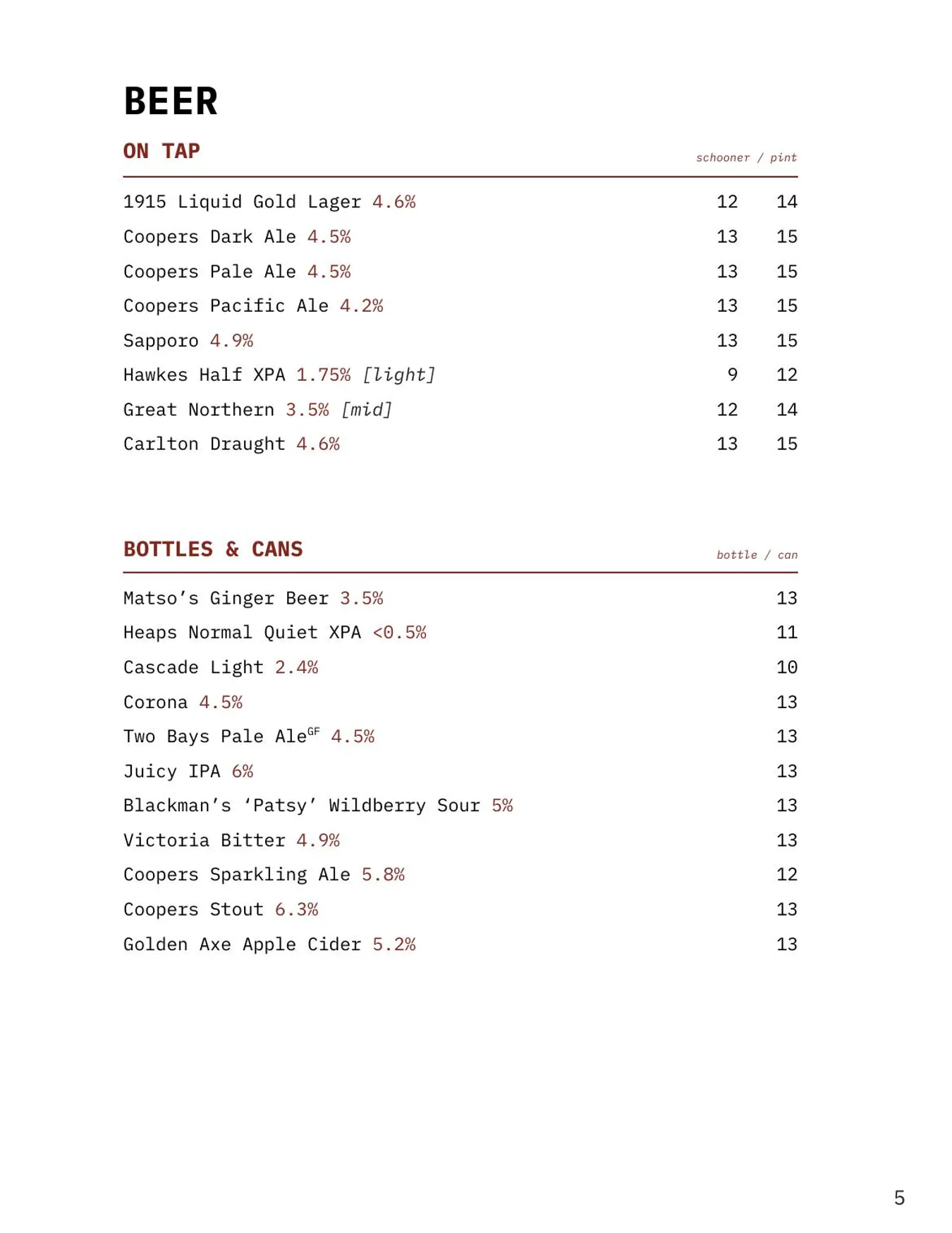 1915 menu, page 9
