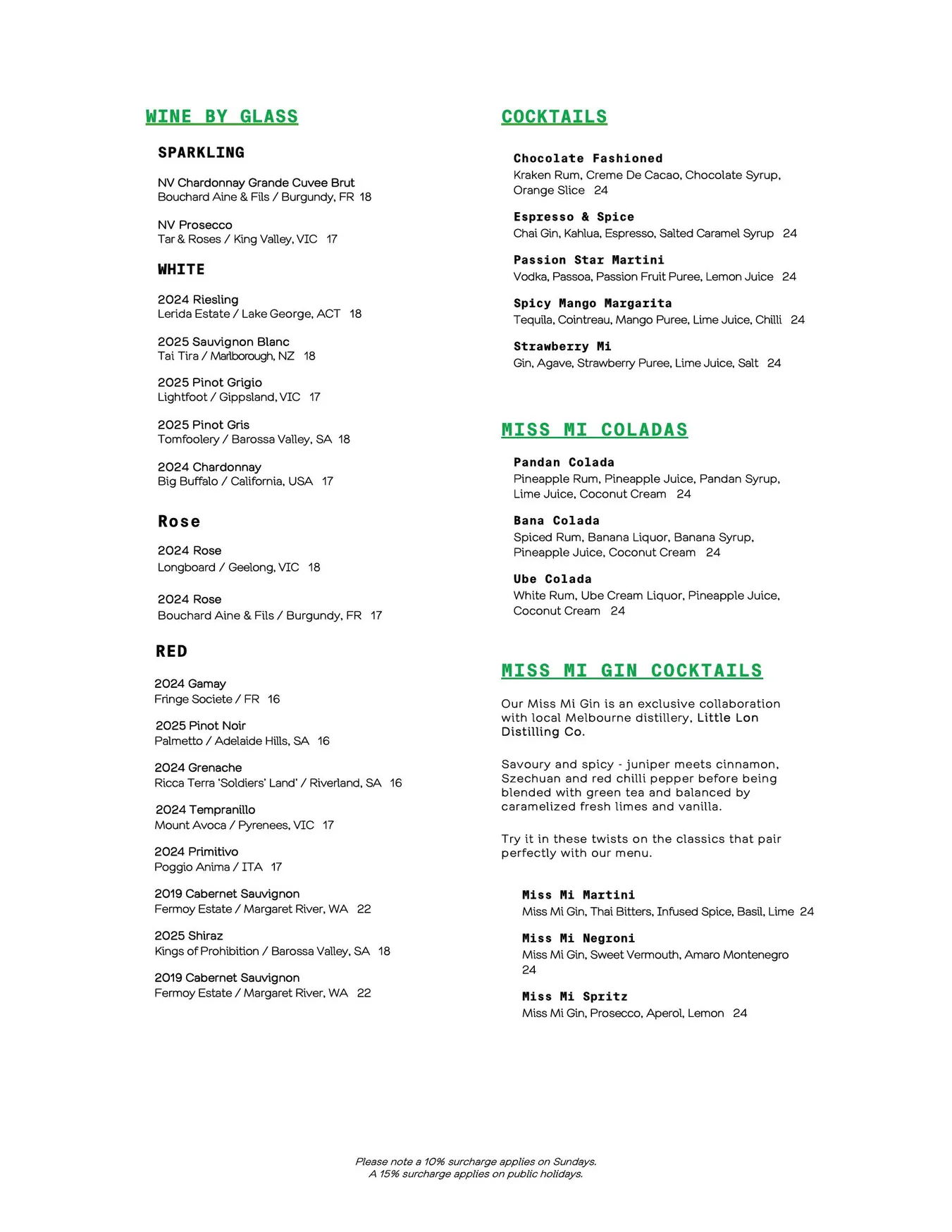 Miss Mi menu, page 6