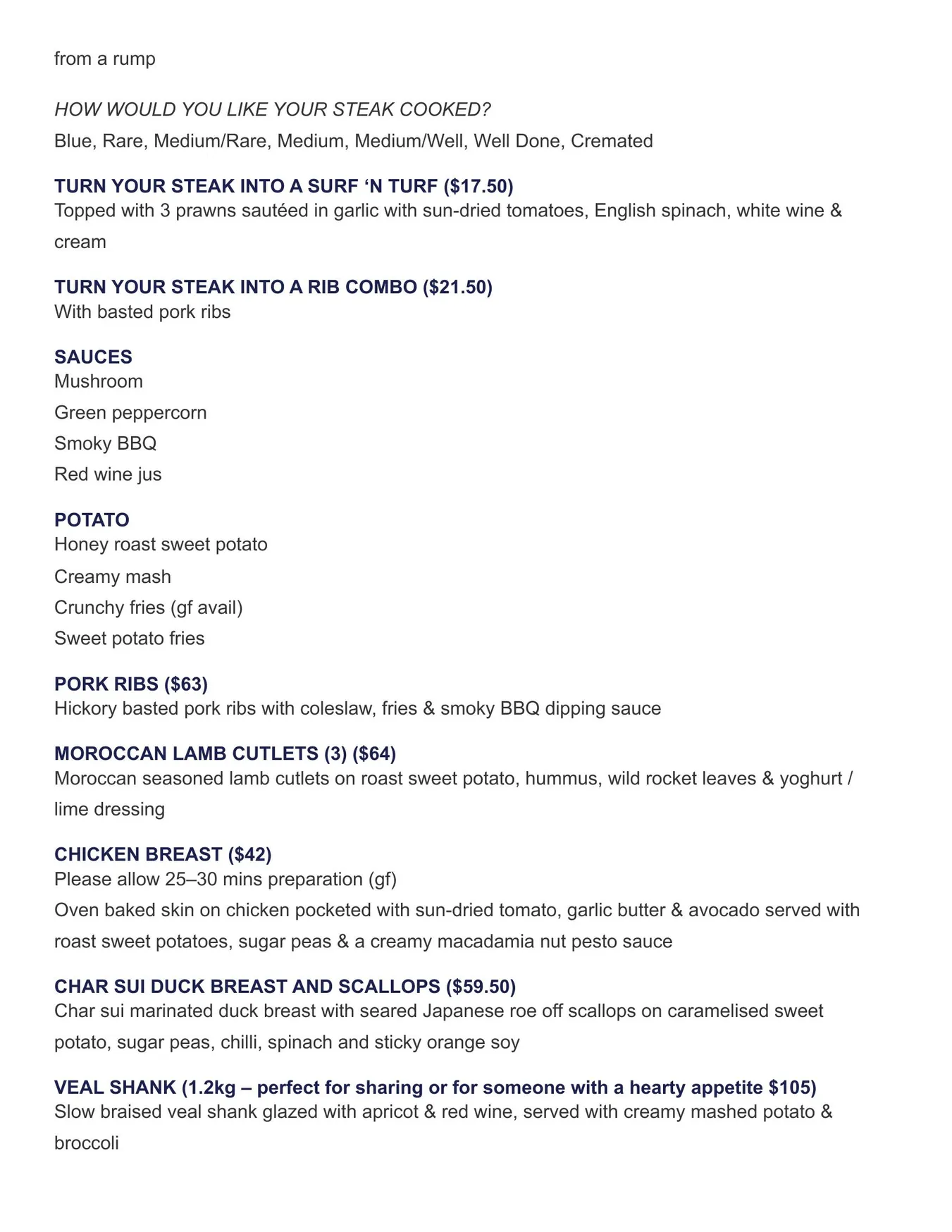 Dundee's on the Waterfront menu, page 6