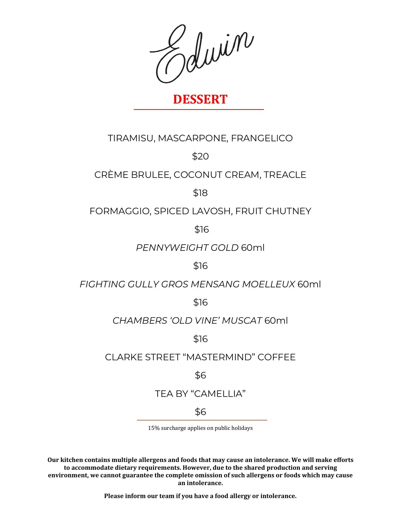 Edwin Wine Bar and Cellar menu, page 2