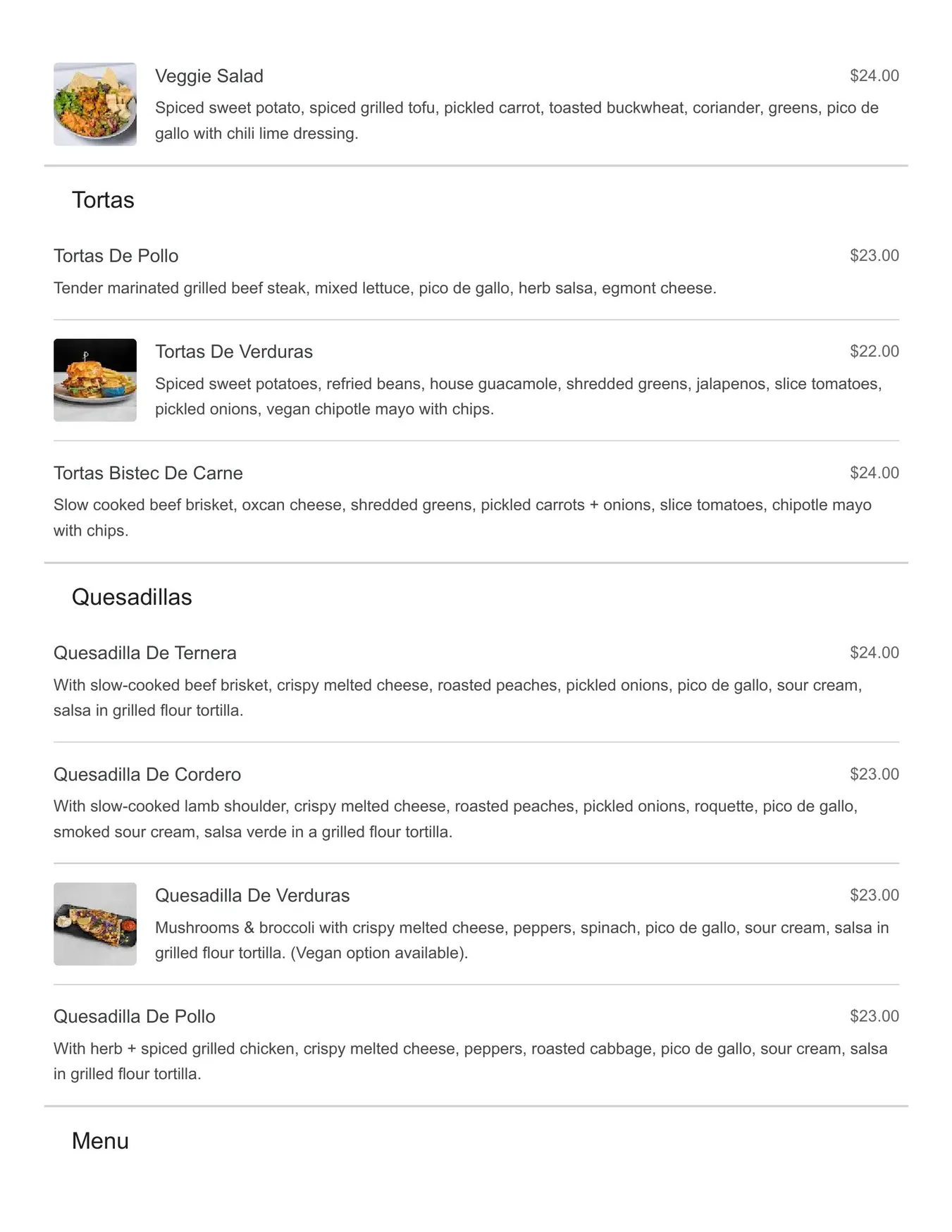Mexicana @ Rose menu, page 3