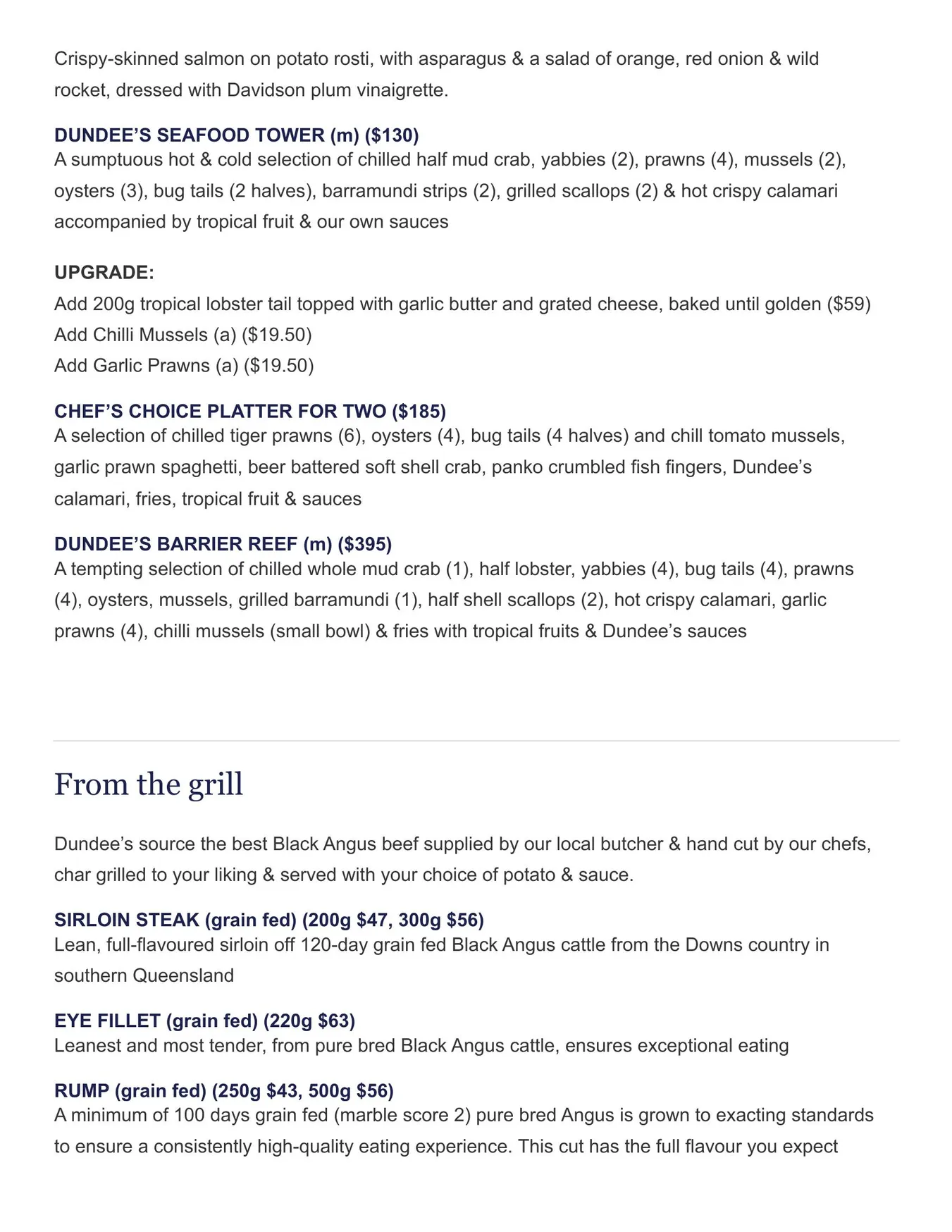 Dundee's on the Waterfront menu, page 5