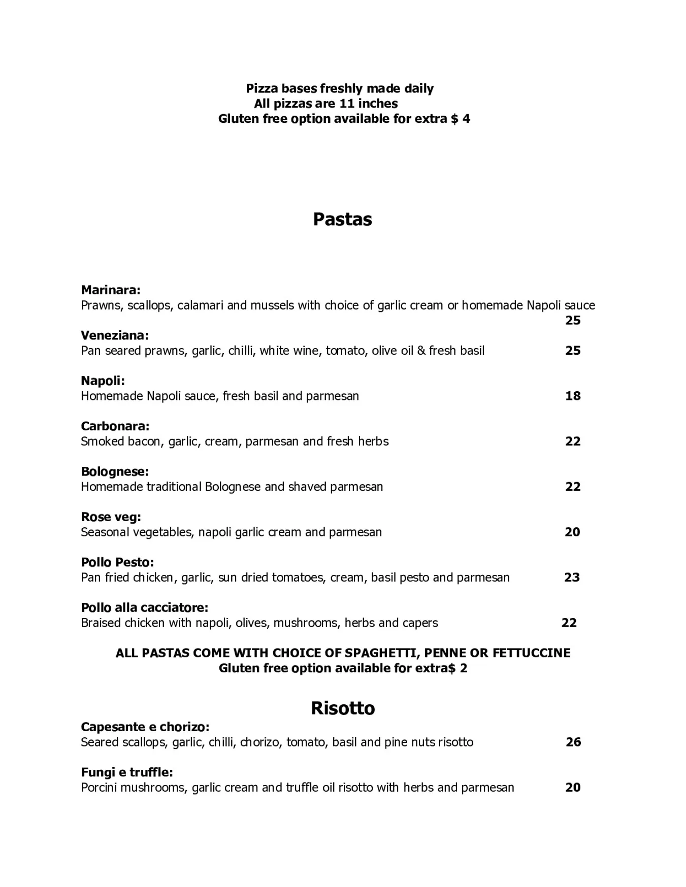 Alfresco Pizzeria and Wine Bar menu, page 3