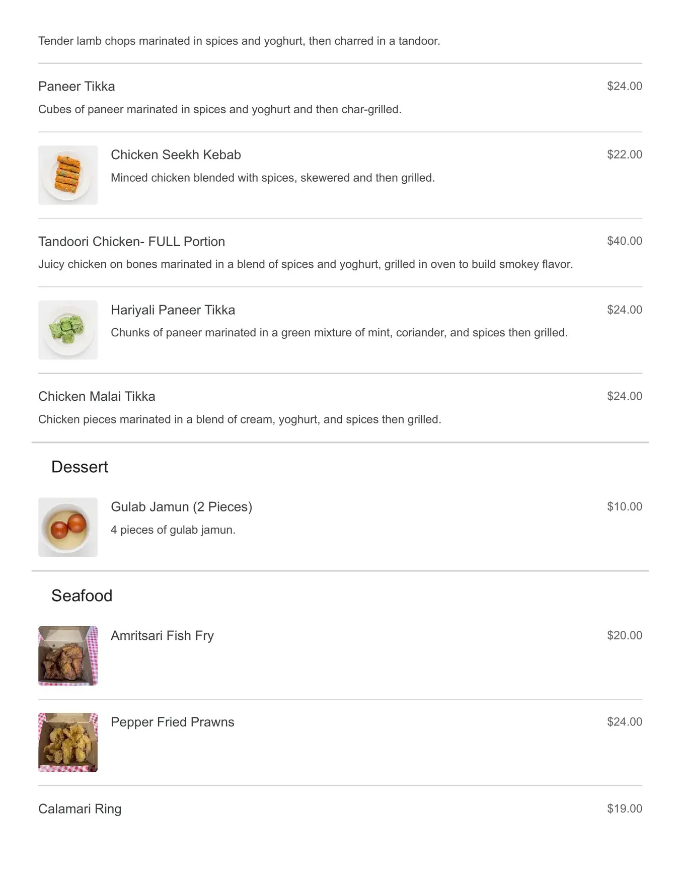 Chakna Tandoori Bites menu, page 8