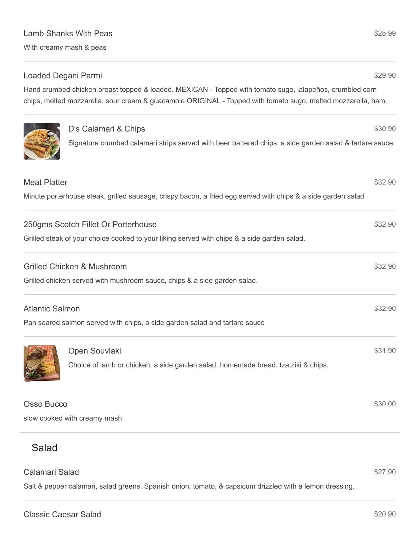 Degani Woodgrove menu, page 7