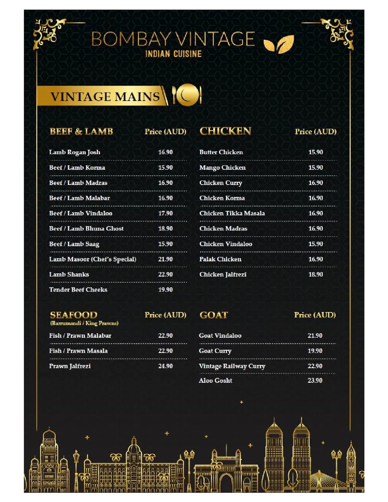 Bombay Vintage - Malvern menu, page 3