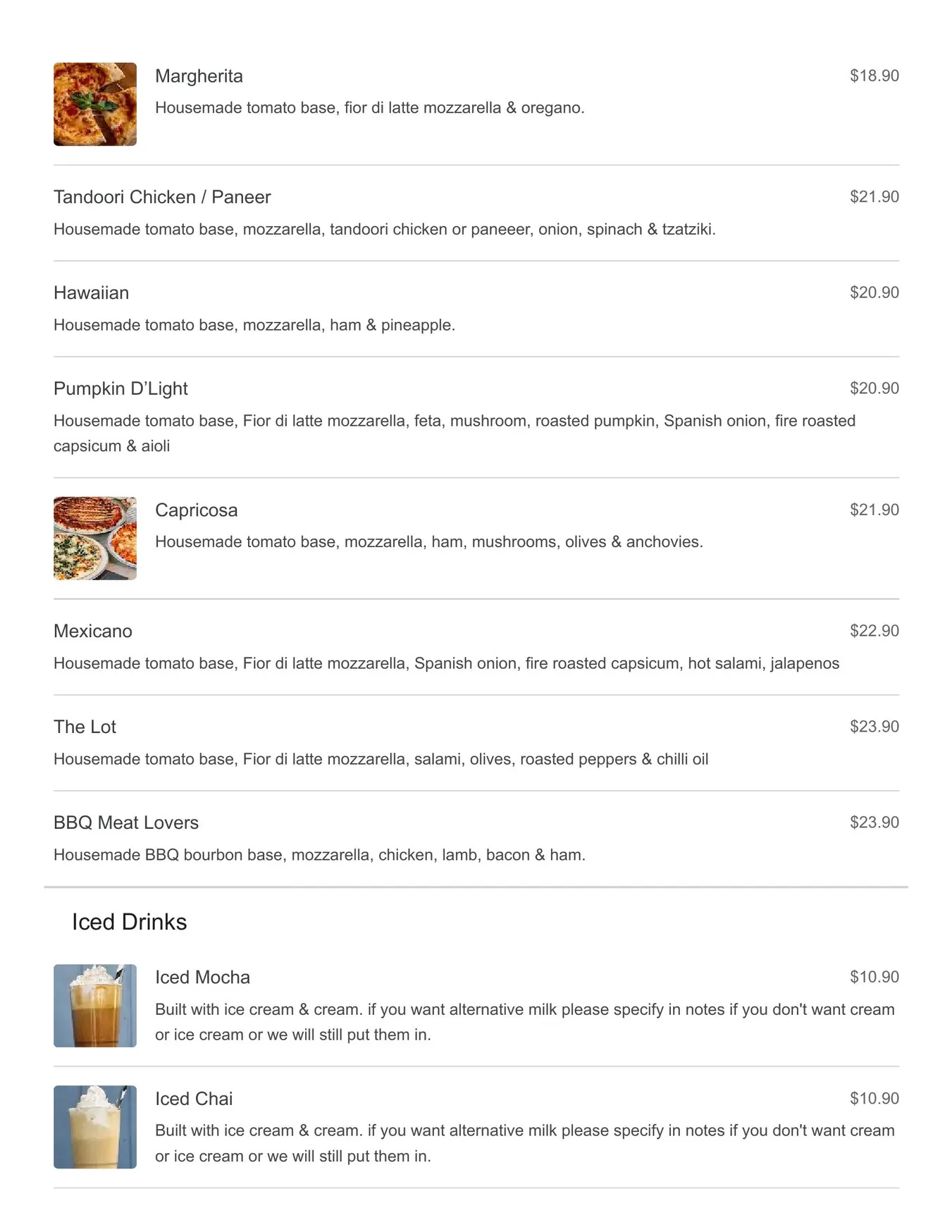 Degani Woodgrove menu, page 2