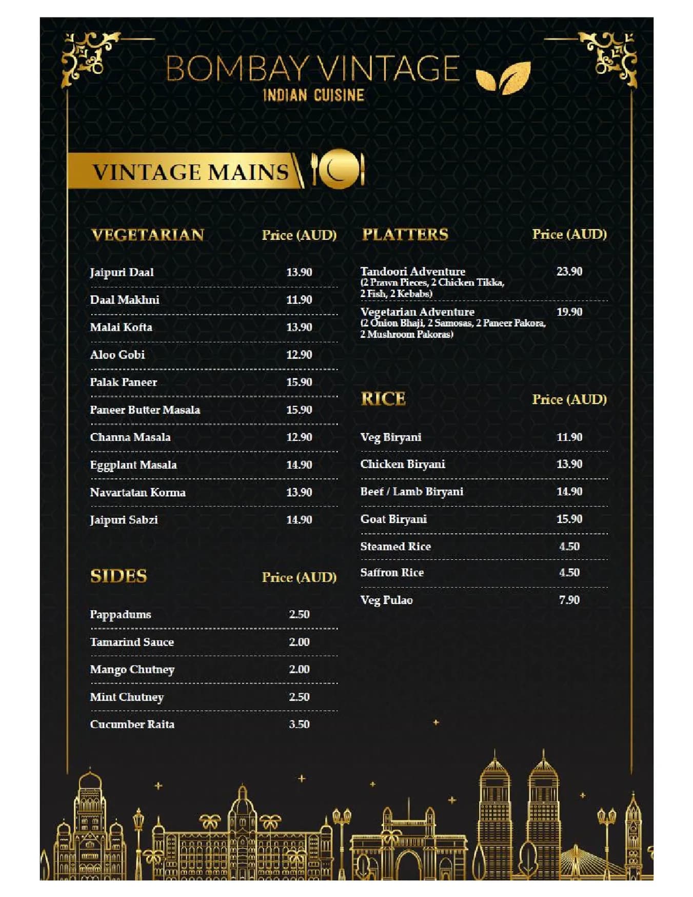 Bombay Vintage - Malvern menu, page 2