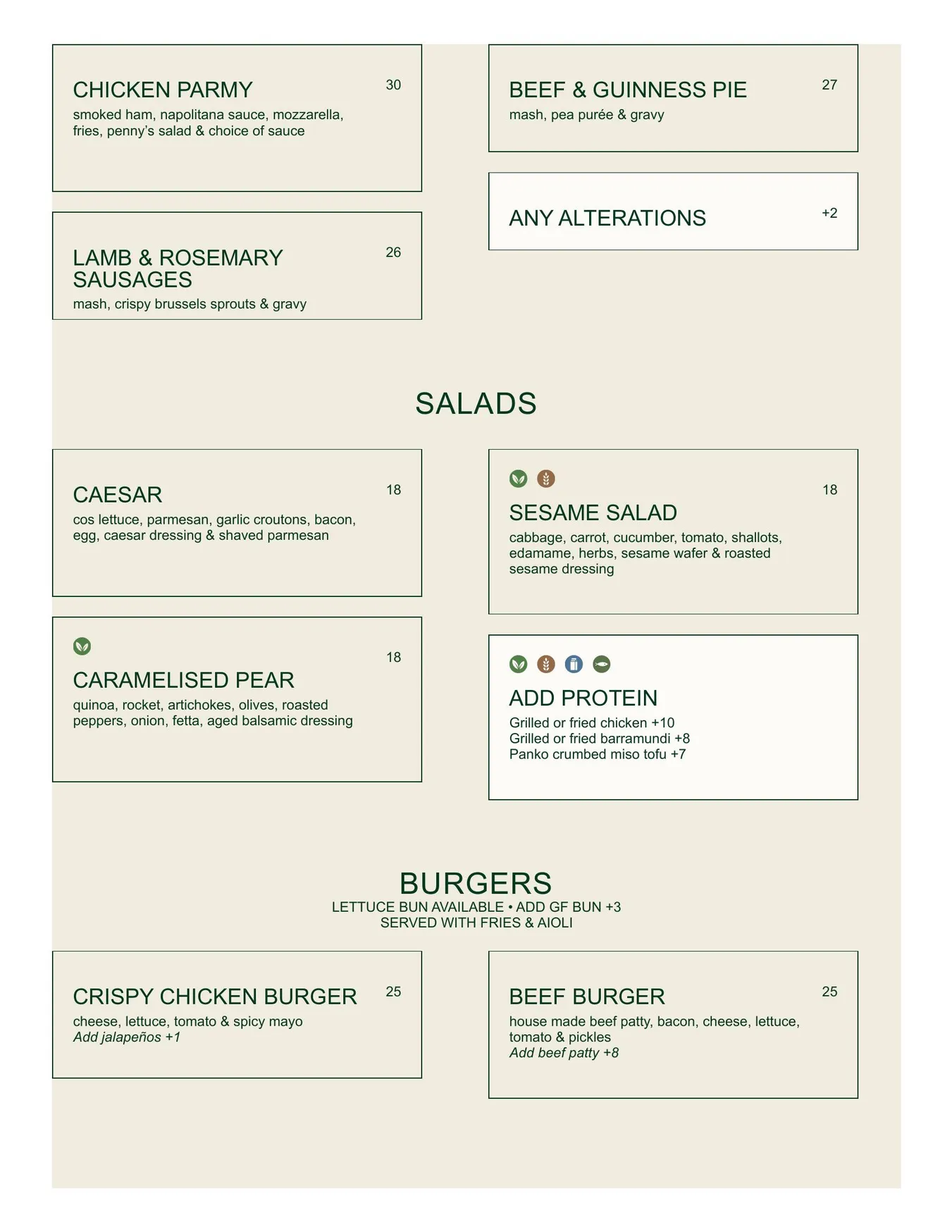 Penny's Hotel menu, page 2